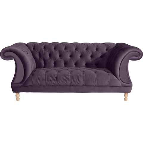 Max Winzer® Chesterfield-Sofa Isabelle, mit Knopfheftung & gedrechselten Füßen in Buche natur, Breite 200 cm
