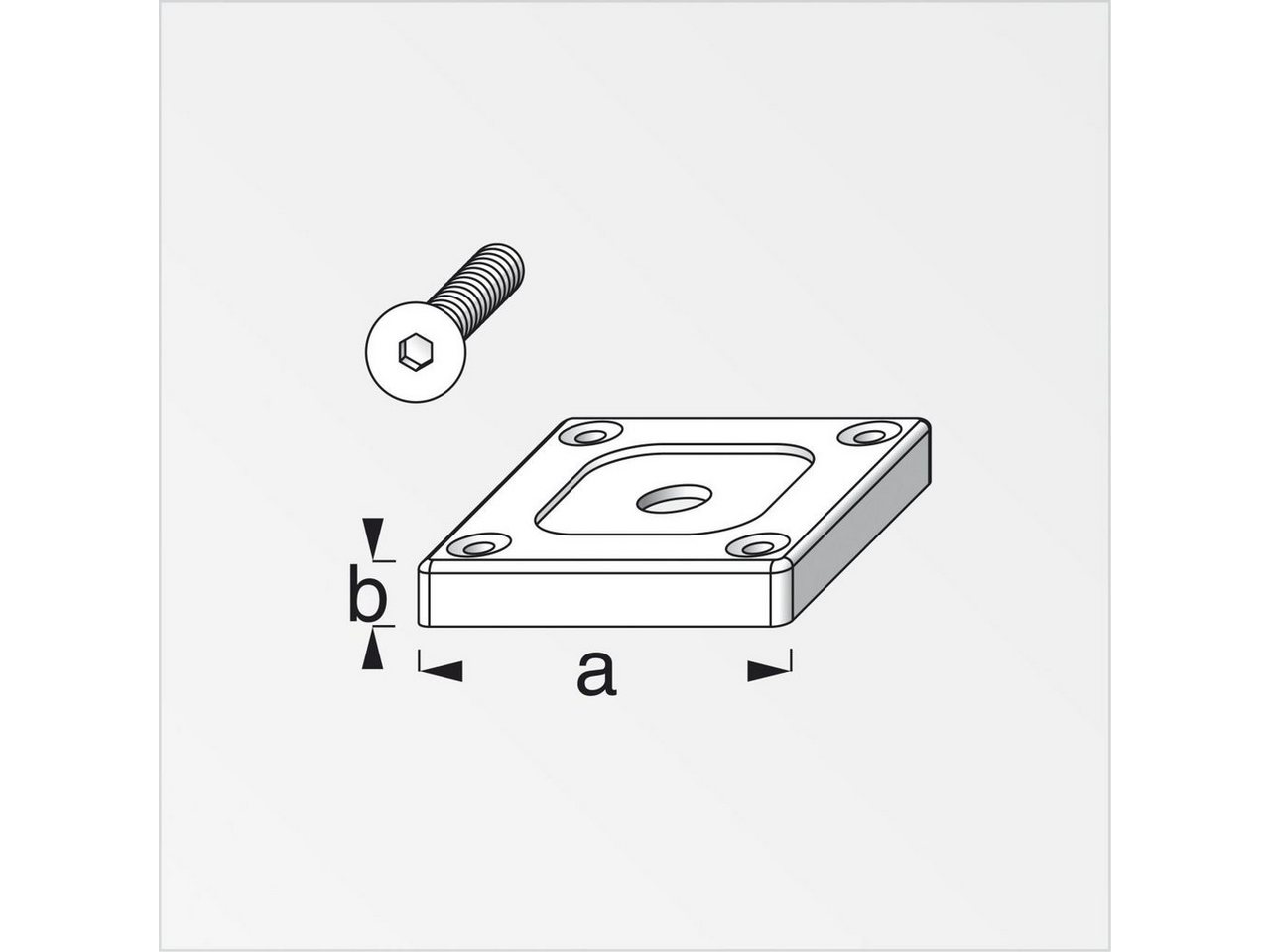 Thumbnail - alfer Abdeckprofil coaxis®-Befestigungsplatte 59.5 mm 59.5 x 10 mm