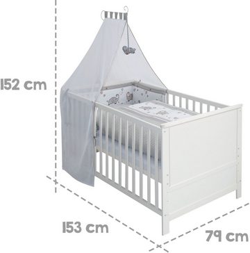 roba® Komplettbett Jumbo twins grau, 70x140 cm, 6-tlg., inklusive Kinderbettausstattung, zum Juniorbett umbaubar
