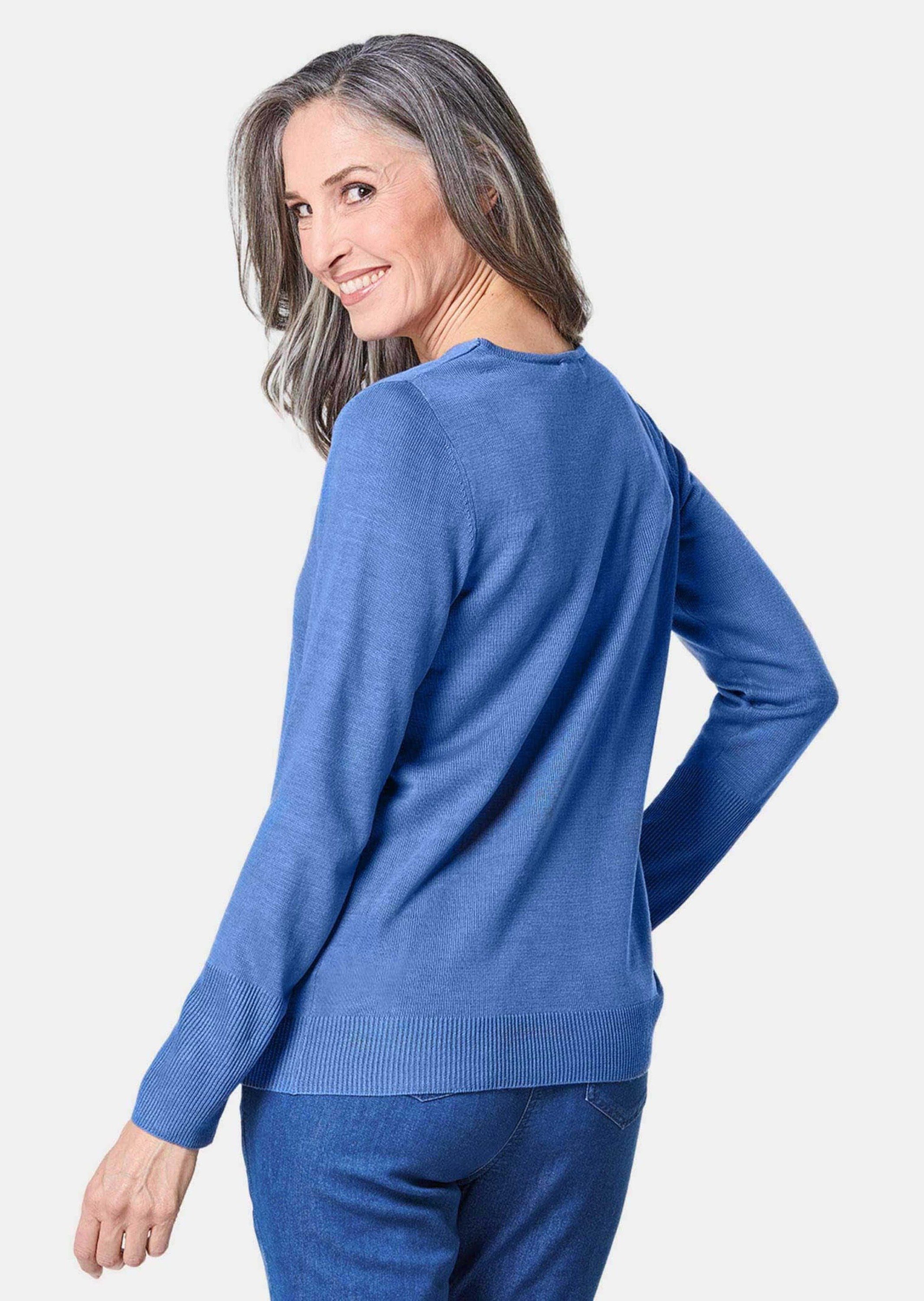 azurblau Strickpullover GOLDNER Kurzgröße: