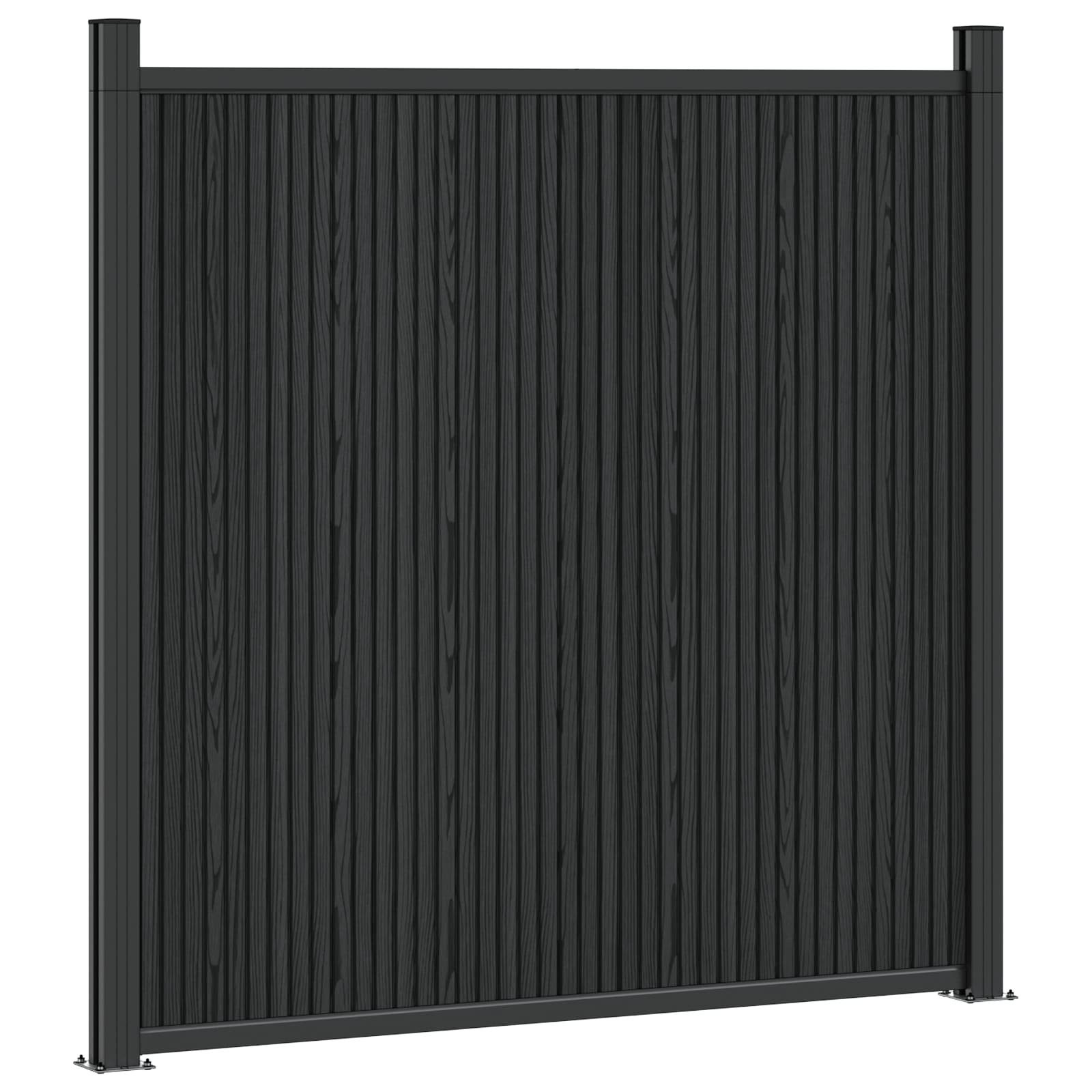 vidaXL Gartenzaun Zaunelement WPC und Aluminium Schwarz, (1-St)