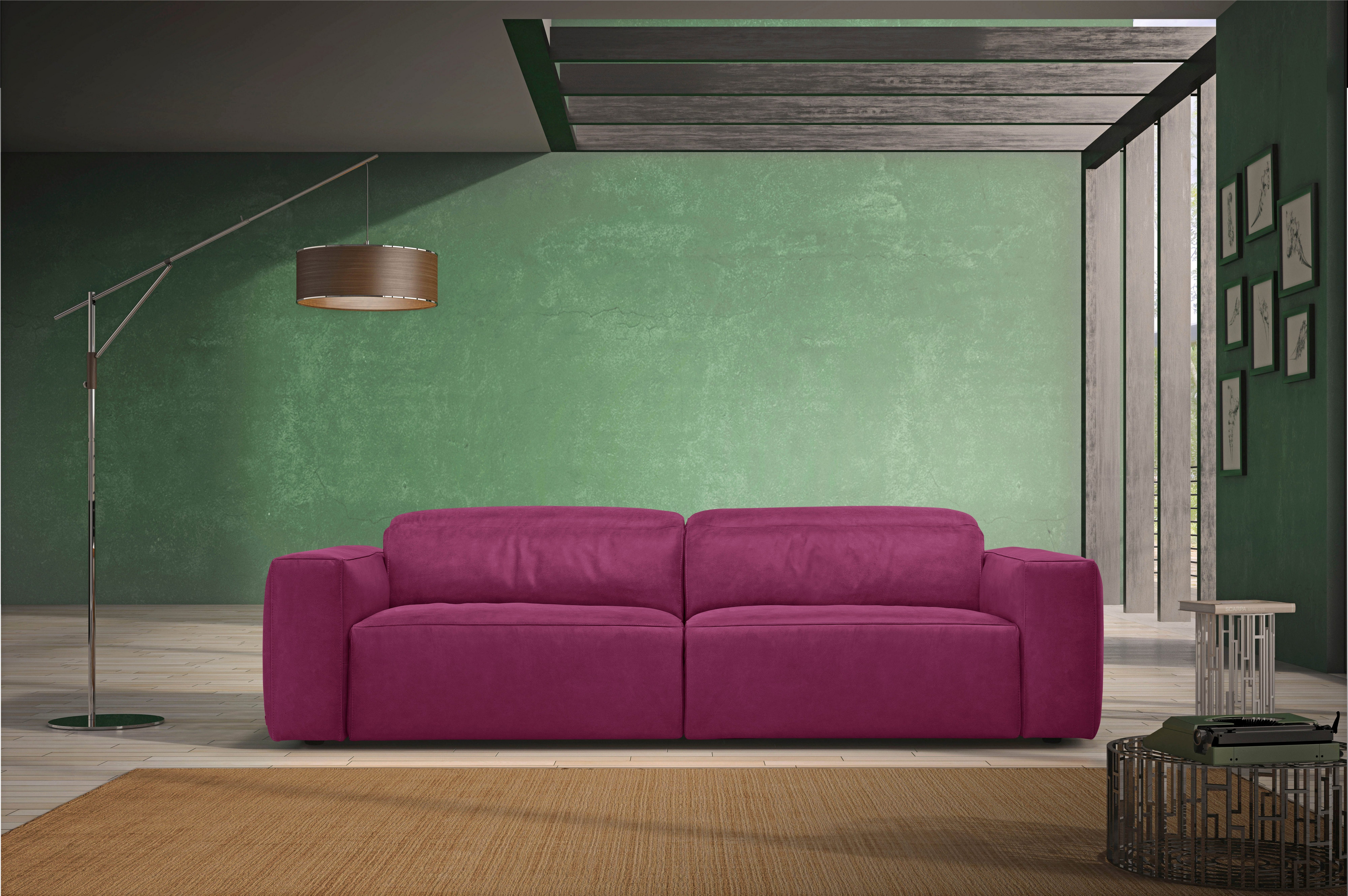 Egoitaliano 2,5-Sitzer Beverly, Designsofa mit erstklassigem Sitzkomfort und tollen Details, Breite 242 cm, verstellbare Kopfteile