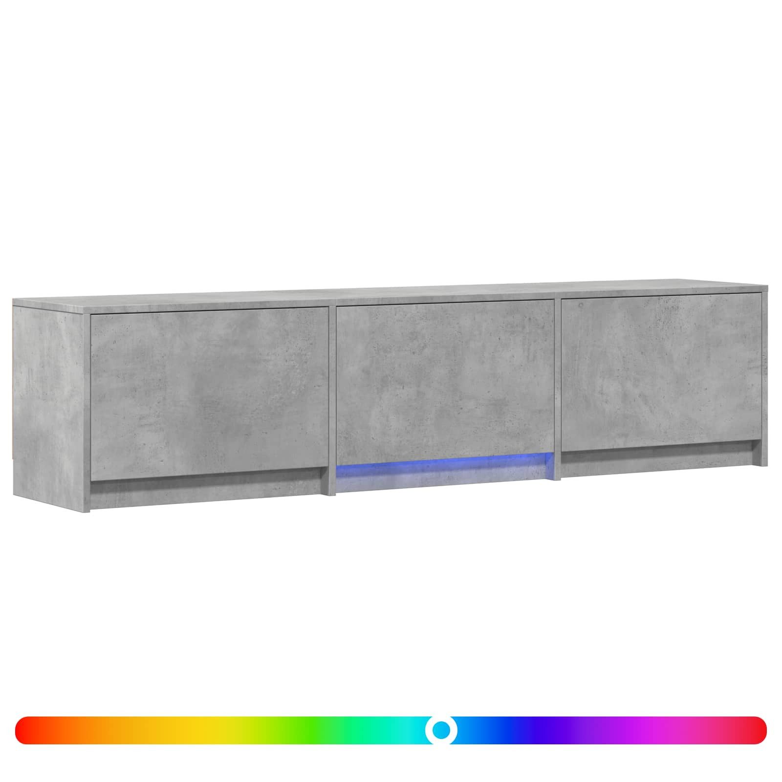 vidaXL TV-Schrank Fernsehschrank mit LED 165x34x40 cm Betongrau Holzwerkstoff (1-St)