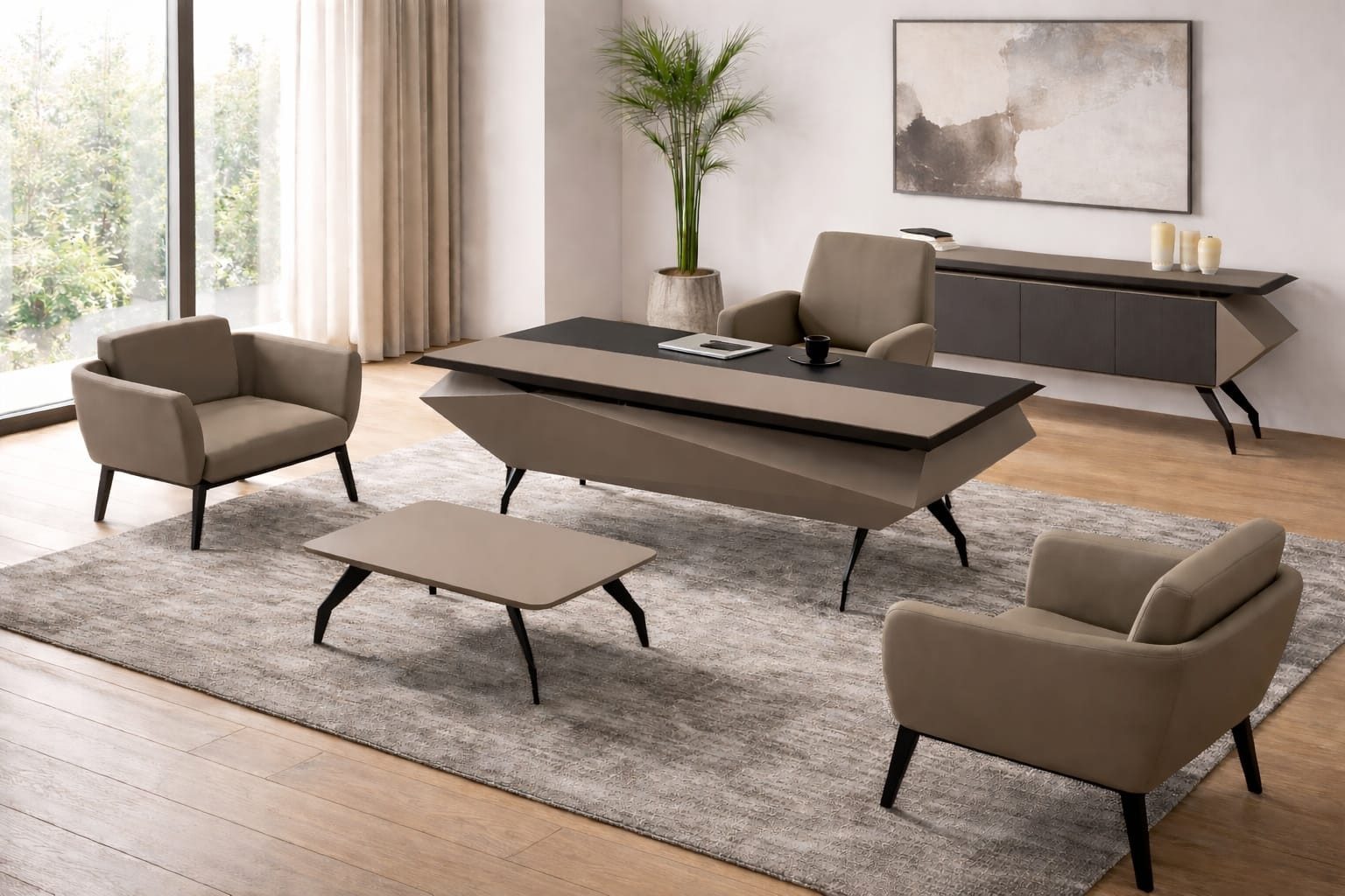 JVmoebel Büromöbel-Set Exklusives Chefzimmer Set Modern Büro Möbel Komplett Einrichtung, (3-tlg), Made in Europa