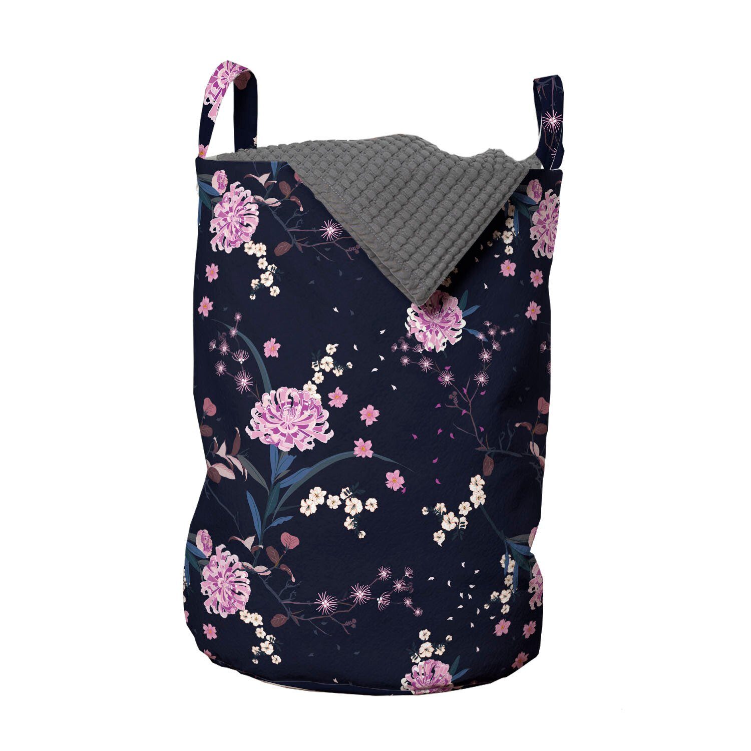 Abakuhaus Wäschesäckchen Wäschekorb mit Griffen Kordelzugverschluss Verschiedene blau Navy Kirschblüten Waschsalons, für