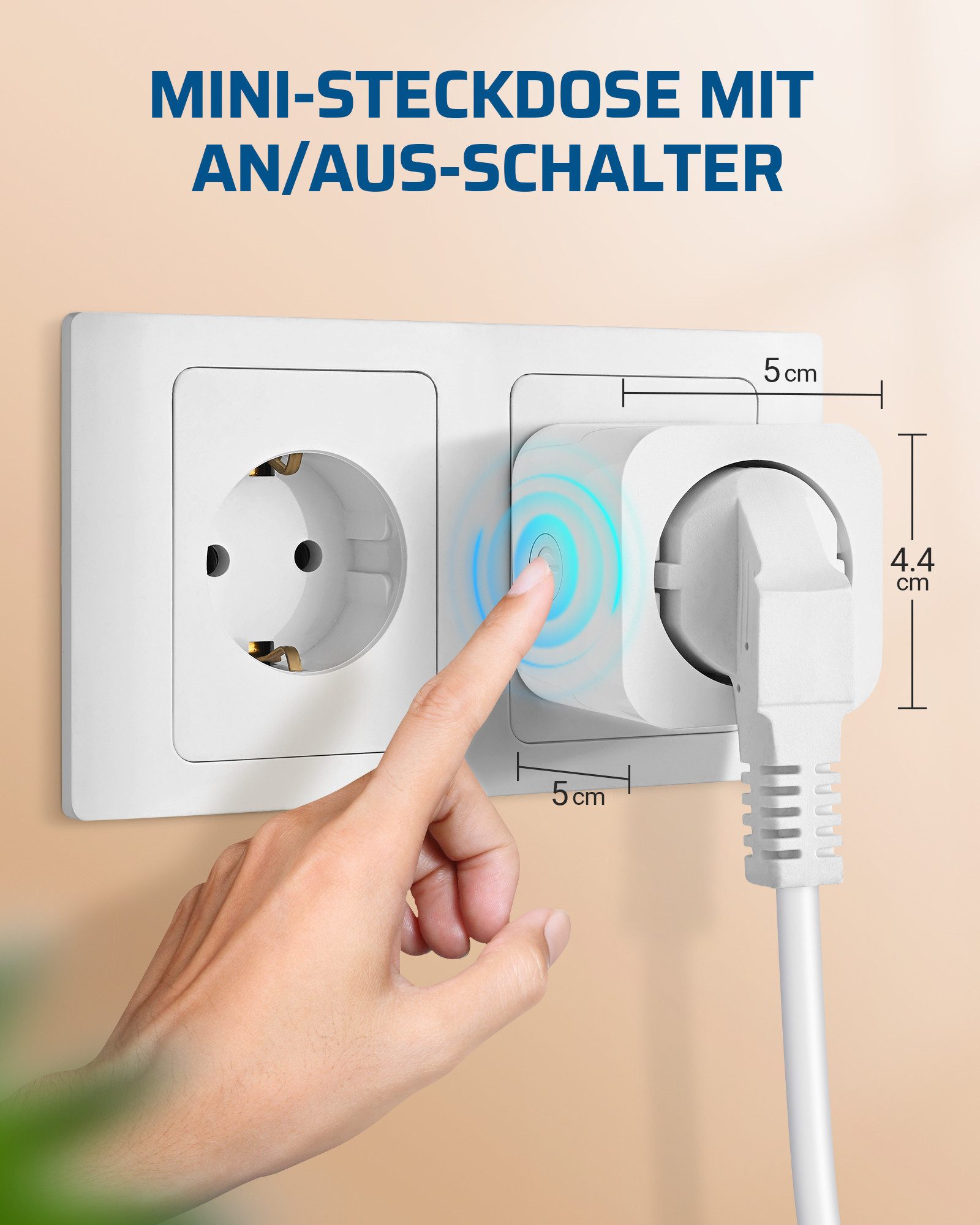 DEWENWILS Funksteckdose mit Fernbedienung, max. 3680 W, 1-St., Erweiterbarer Lichtschalter für Feiertagsdeko, 30M Reichweite