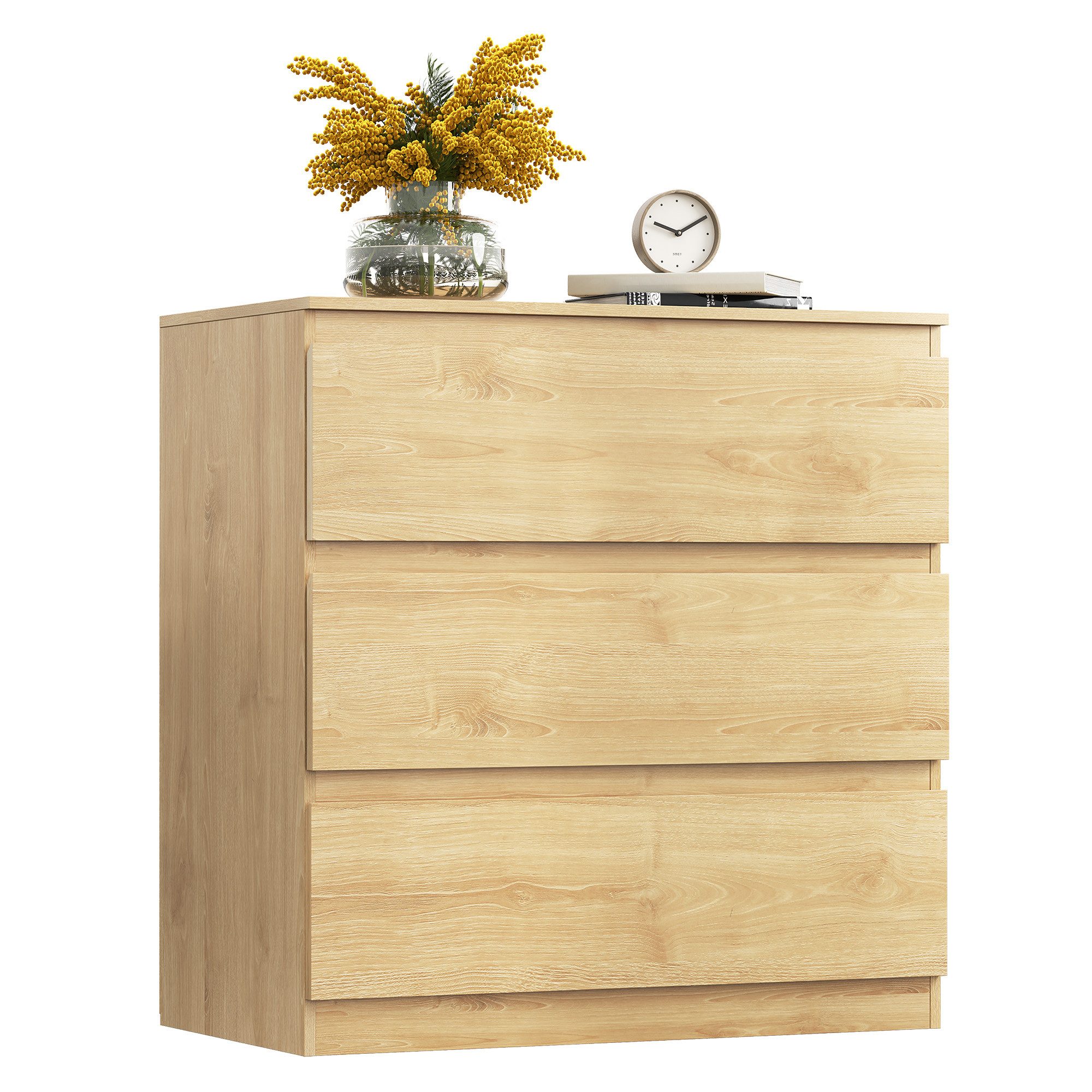 WLIVE Kommode Schubladenkommode mit 3 Schubladen, Sideboard, Breit 70,8 cm, Modernes Design ohne Griffe, Mehrzweckschrank für Schlafzimmer, Büro