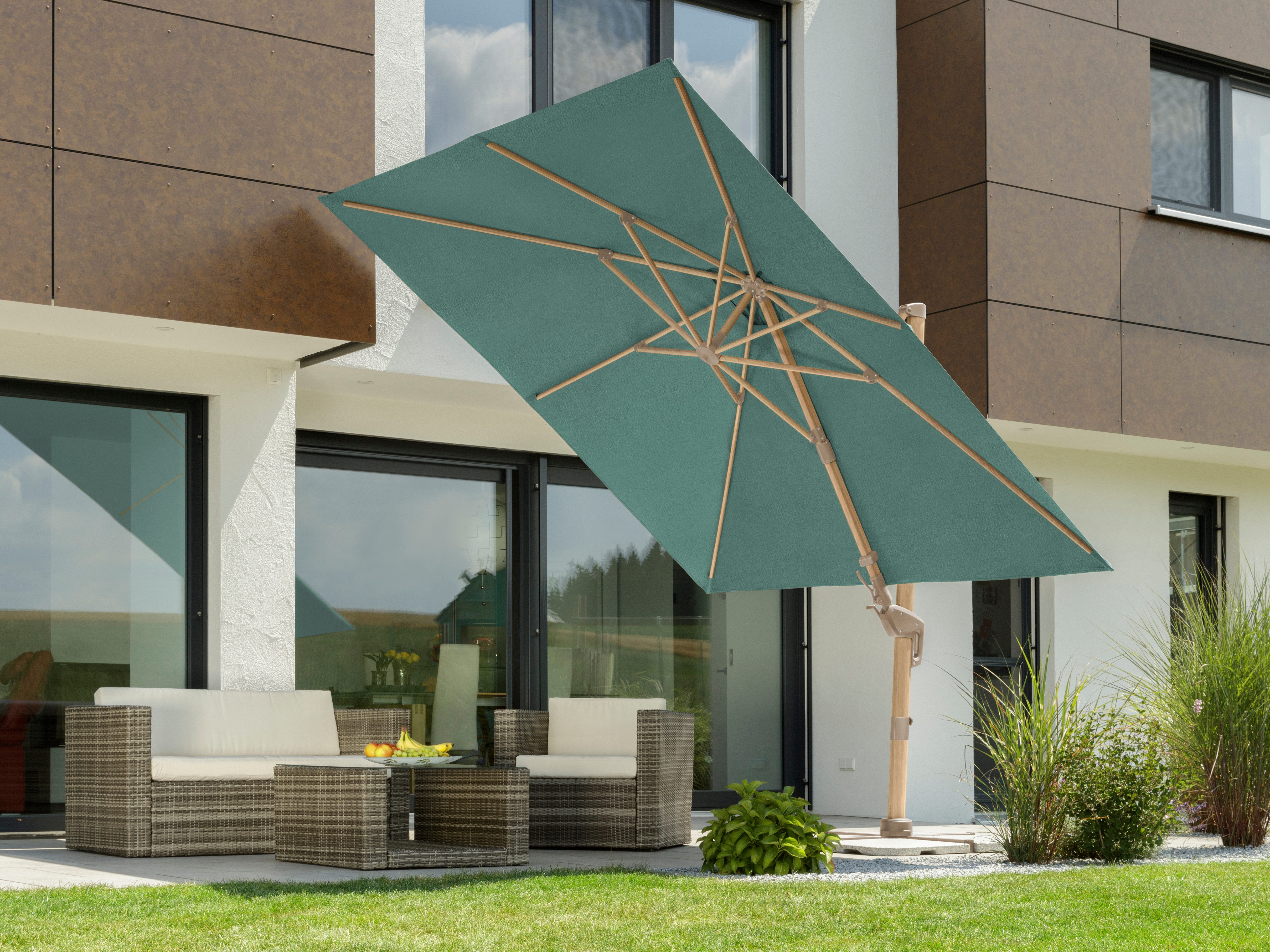 Schneider Schirme Ampelschirm »Rhodos Twist Loft«, LxB: 300x300 cm, 300x300 cm, flexibler Ampelschirm in moderner Leinenstruktur