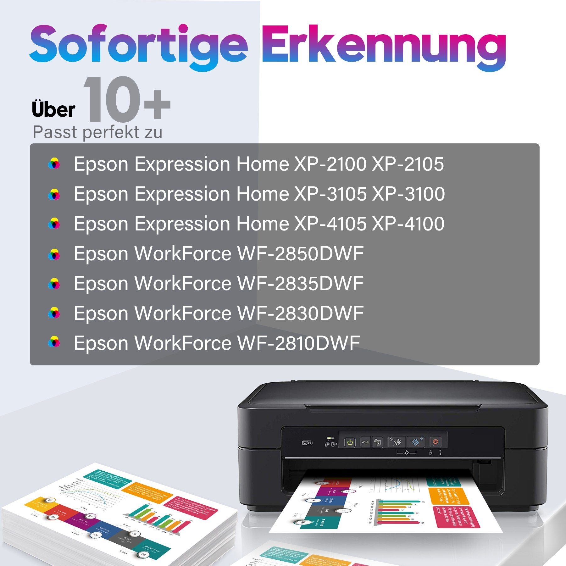 WF-2830) ersetzt für WF-2810 Tintenpatrone Epson ONLYU (Schwarz, XL 603XL 603