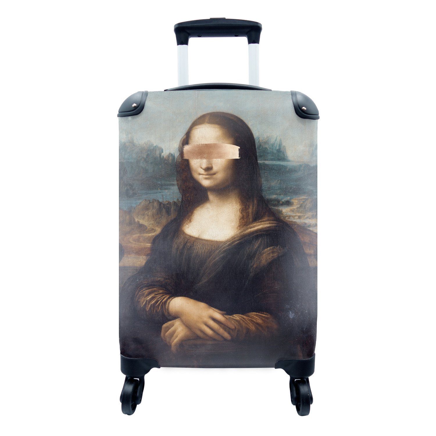 MuchoWow Handgepäckkoffer Mona Lisa - Leonardo da Vinci - Bronze, 4 Rollen, Reisetasche mit rollen, Handgepäck für Ferien, Trolley, Reisekoffer