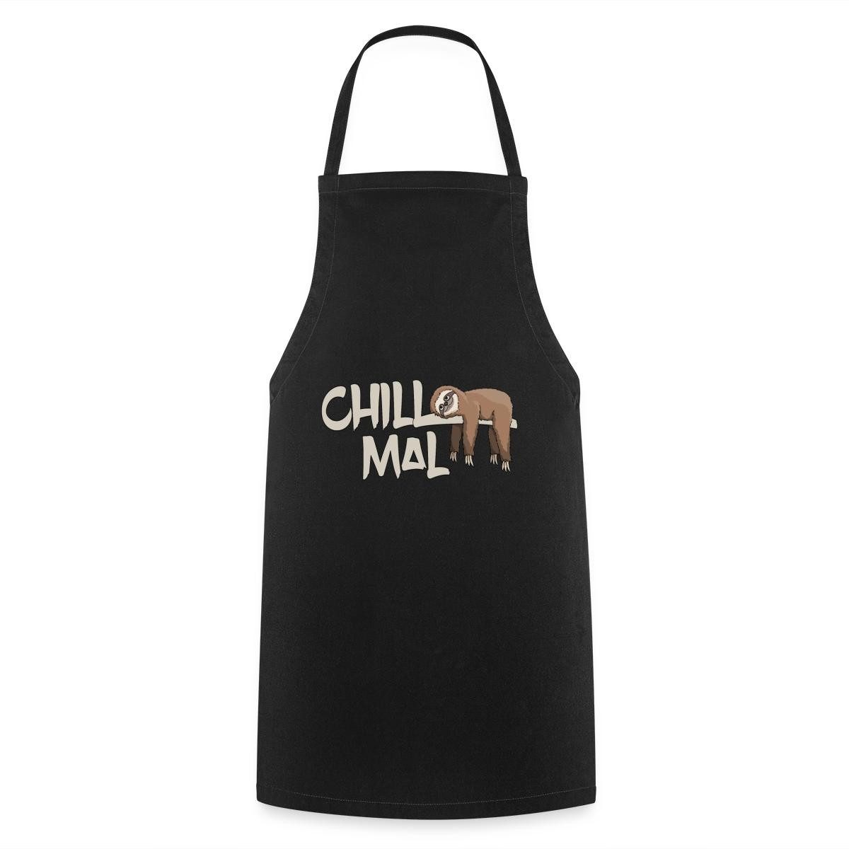 Spreadshirt Kochschürze Chill Mal Faultier Lustiger Spruch Kochschürze, (1-tlg)