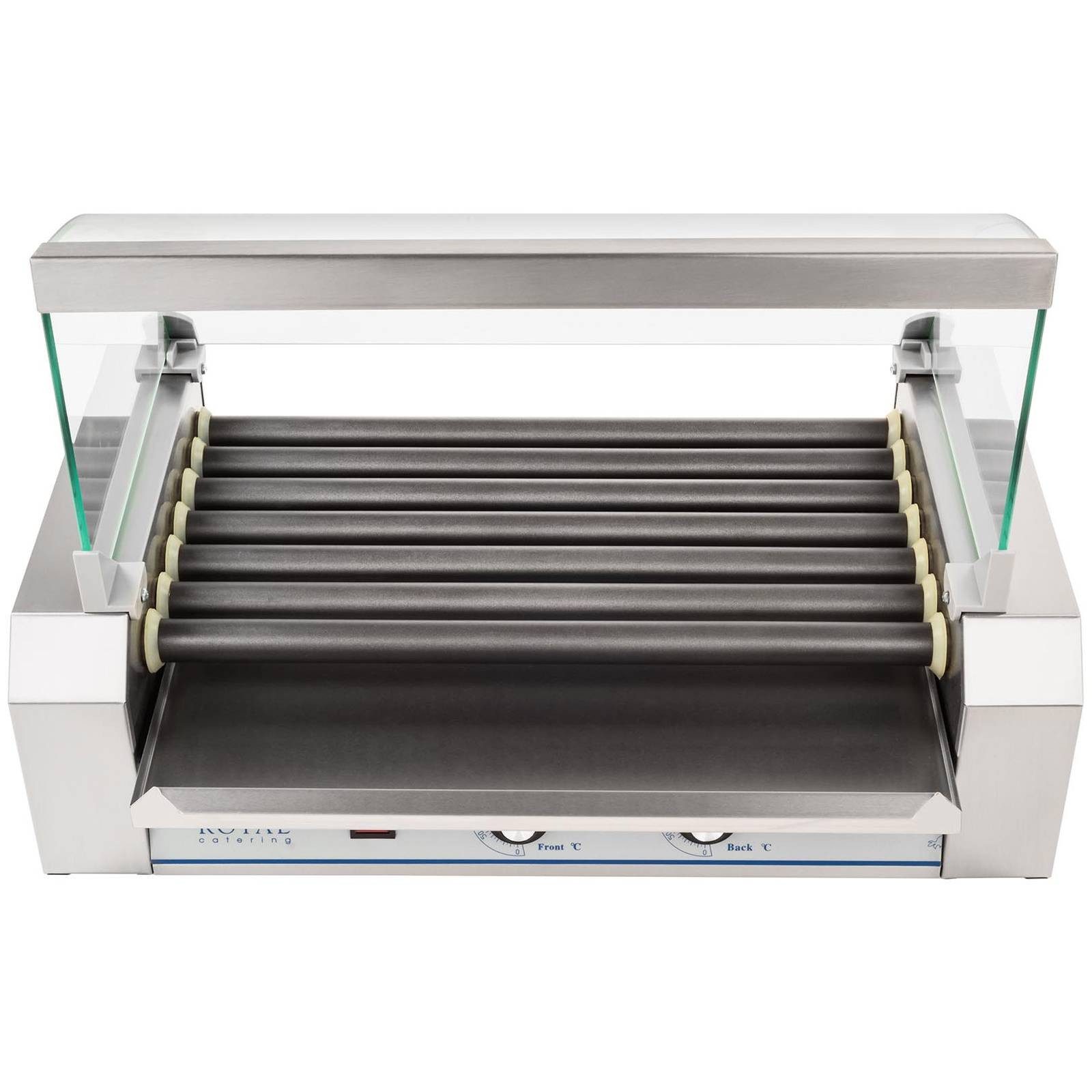 Royal Catering Elektrogrill Hot Dog Grill 12 Würstchen Gerät Würstchengrill Teflon 7 Rollen 1400 W, 1400 W, verschiedene Größen