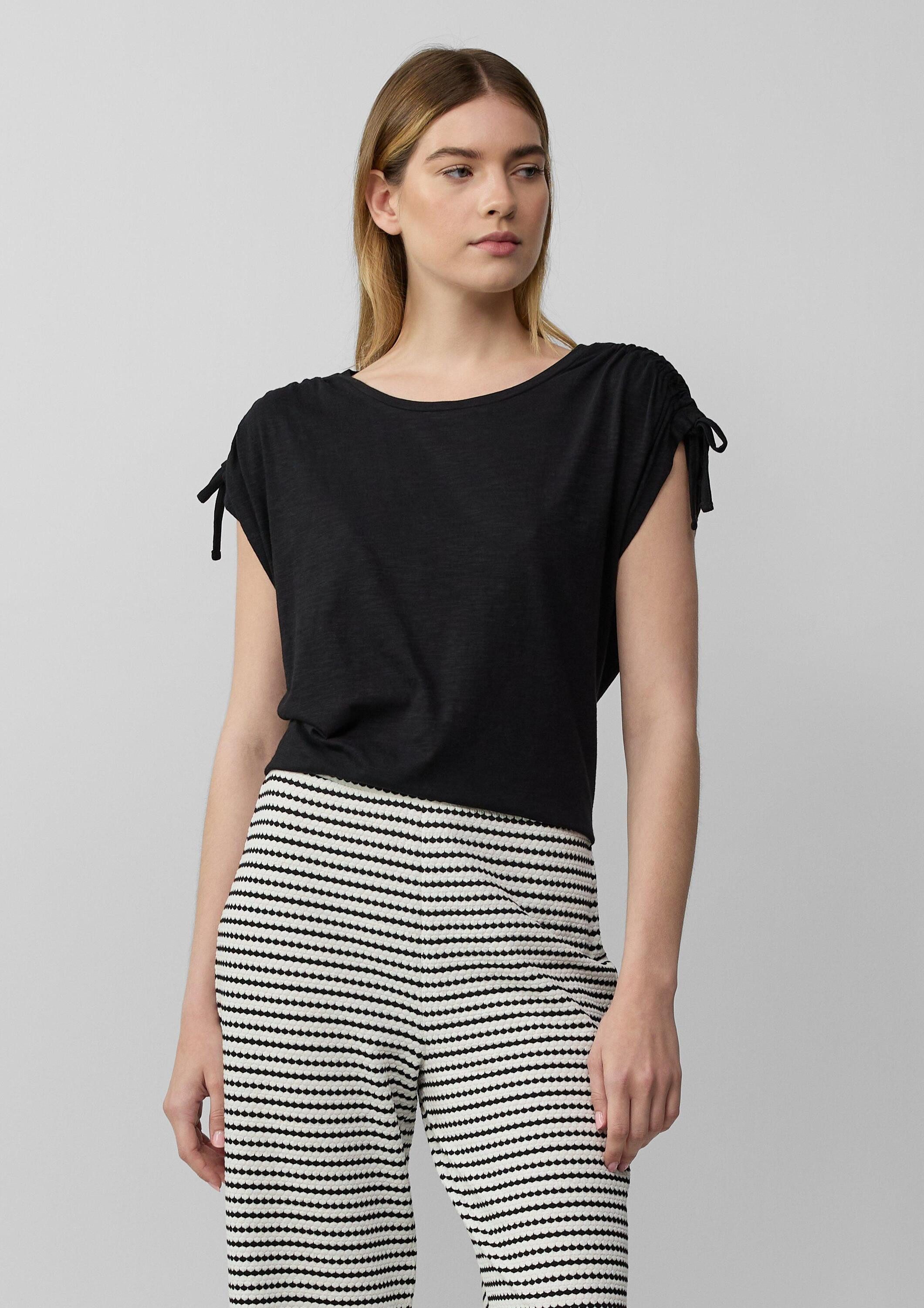 s.Oliver Kurzarmshirt T-Shirt T-Shirt mit Flammgarnstruktur und Raffung günstig online kaufen