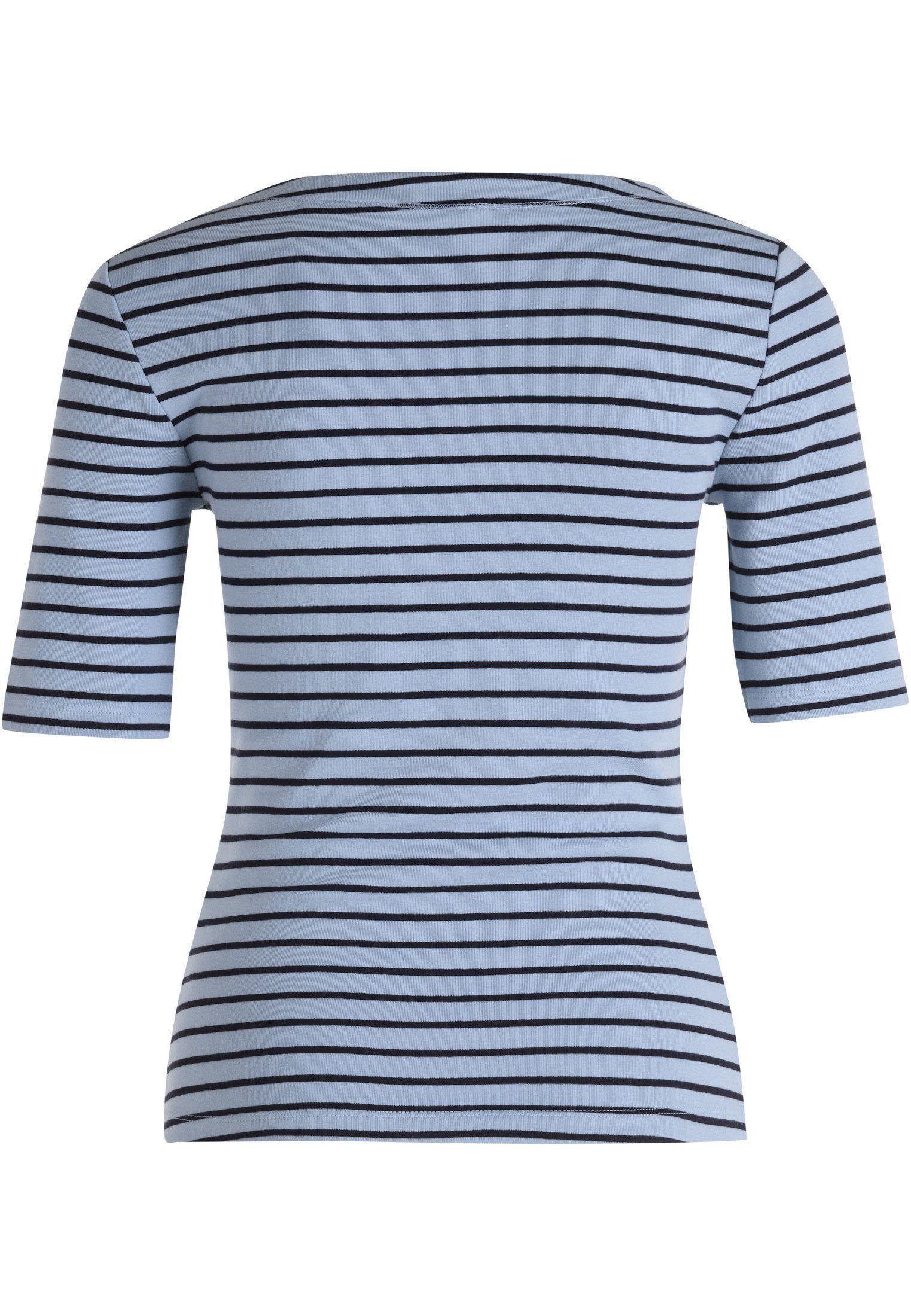 (1-tlg) Plain/ohne BlueDark aus Blue Bio Light Baumwolle T-Shirt Zero Details