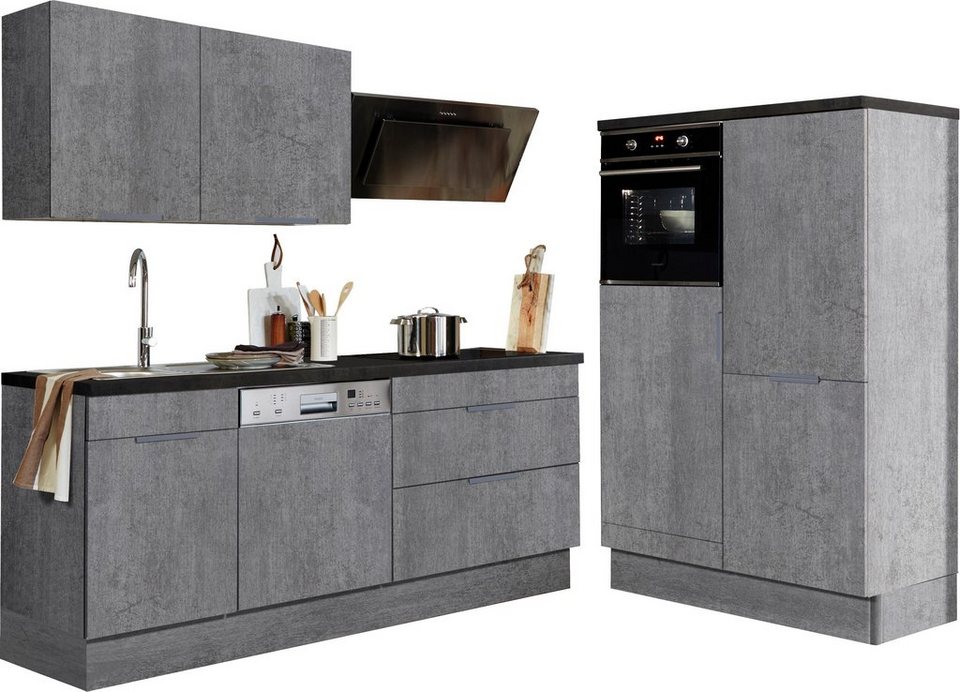 OPTIFIT Küchenzeile Tara, ohne E-Geräte, mit Vollauszug und  Soft-Close-Funktion, Breite 320 cm, Stabile Metallauszüge bis 30 kg  belastbar