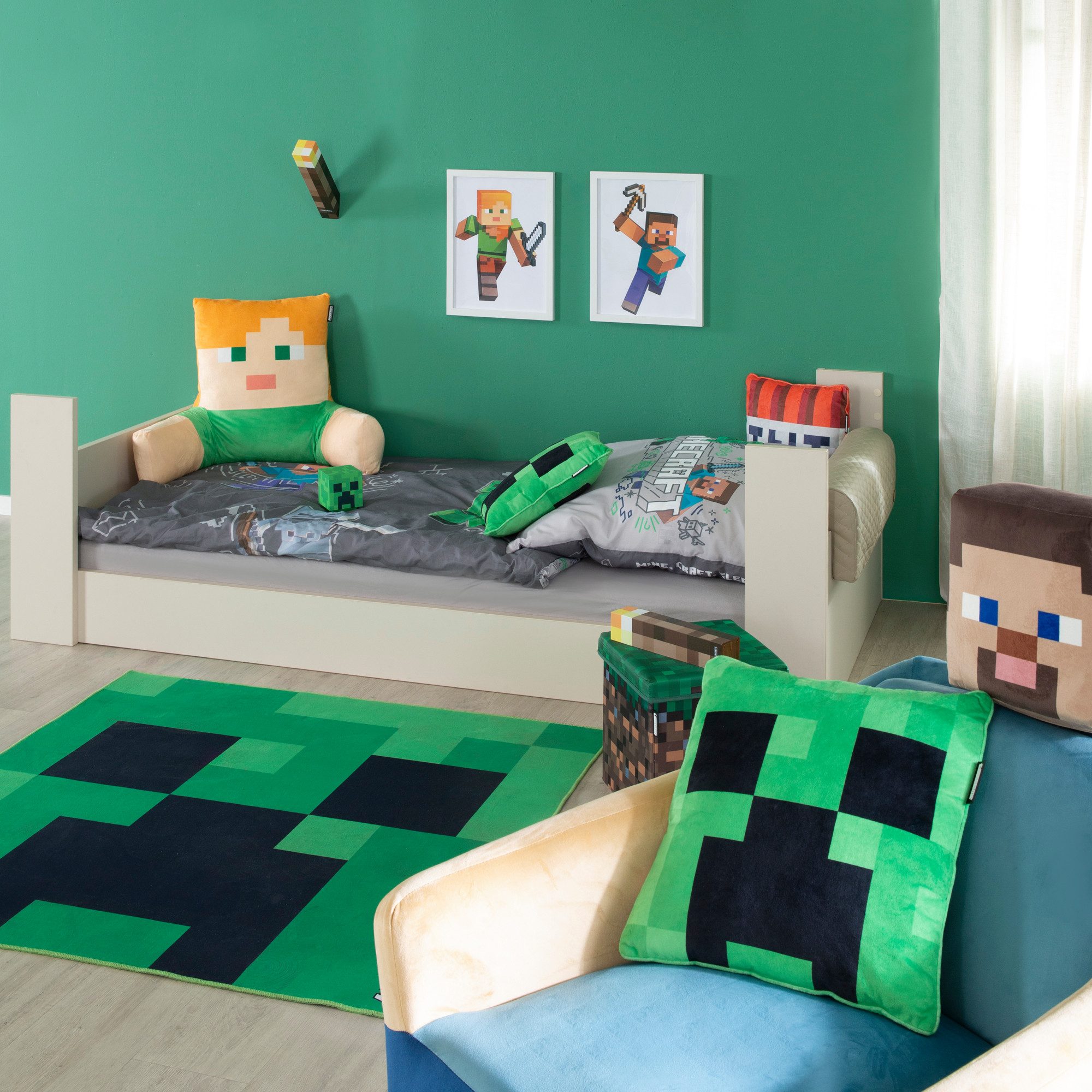 roba® Kinderbett Flexi Grow 90 x 200 cm- mitwachsendes & modulares Bett-System aus Holz (Hergestellt in Europa - Blauer Engel zertifiziert, Kinderbett mit abnehmbarer Absturzsicherung - wird zum Jugendbett), Bett mit Absturzsicherung, niedrige Einstiegshöhe - Beige / Cashmere