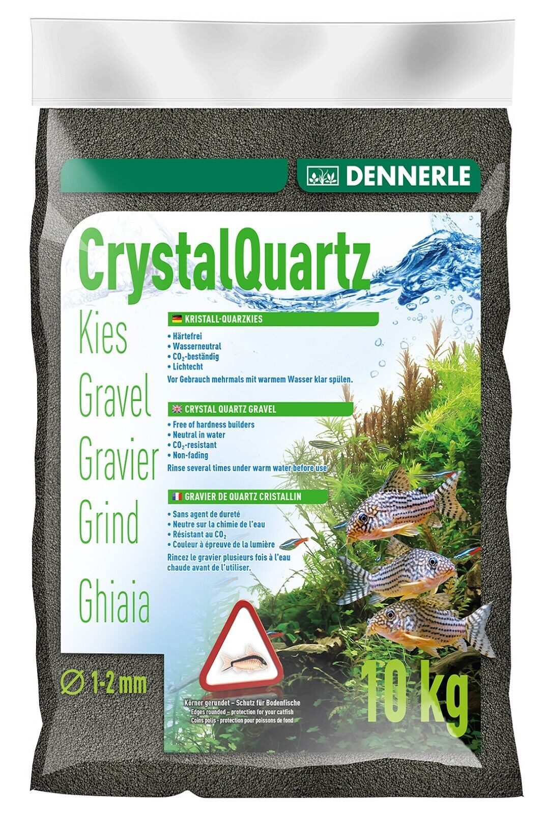 DENNERLE Aquarienkies Dennerle Kristall-Quarzkies diamantschwarz 10 Kg