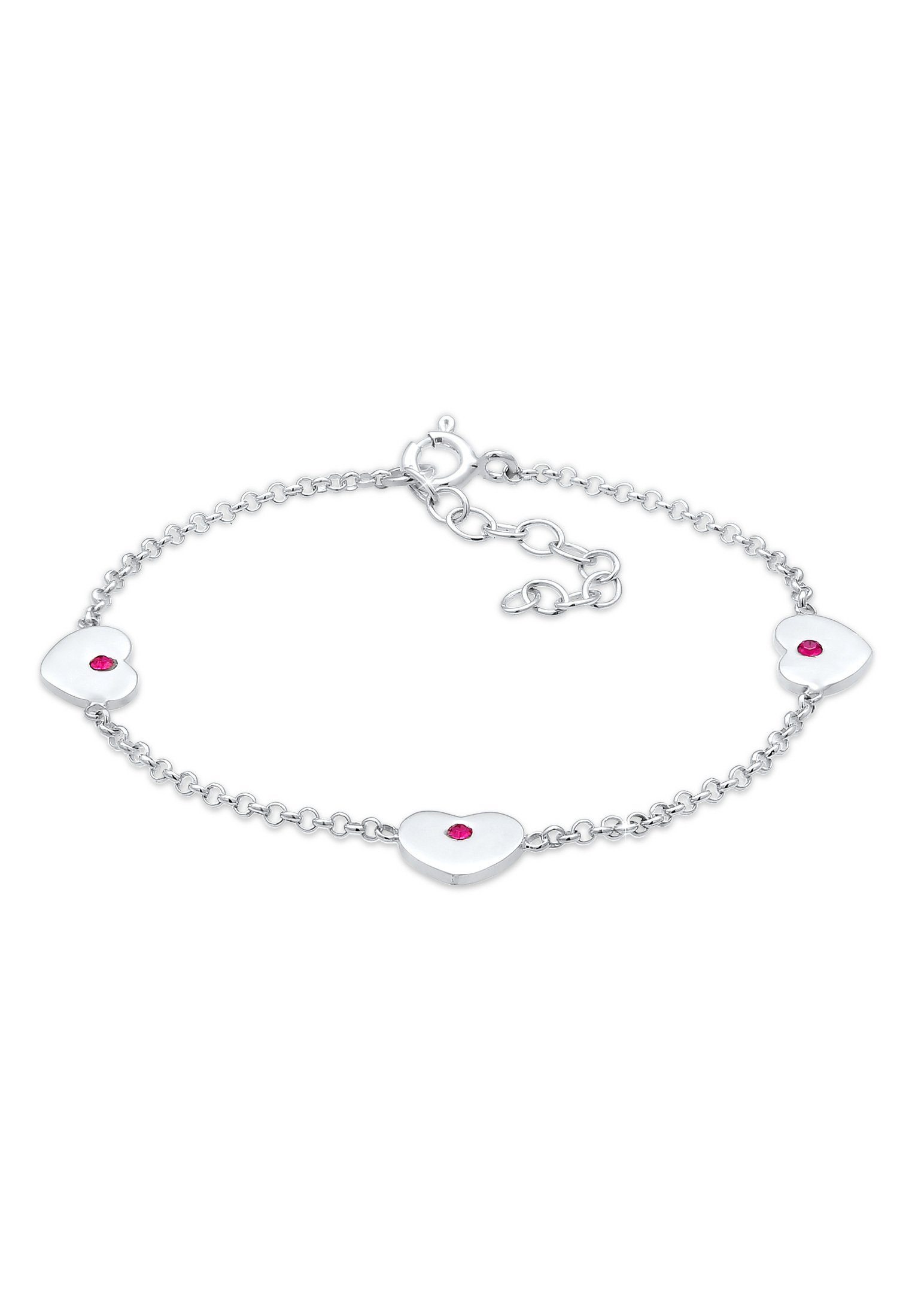 Elli Rosa Armband Herzen Kristalle Silber Kinder