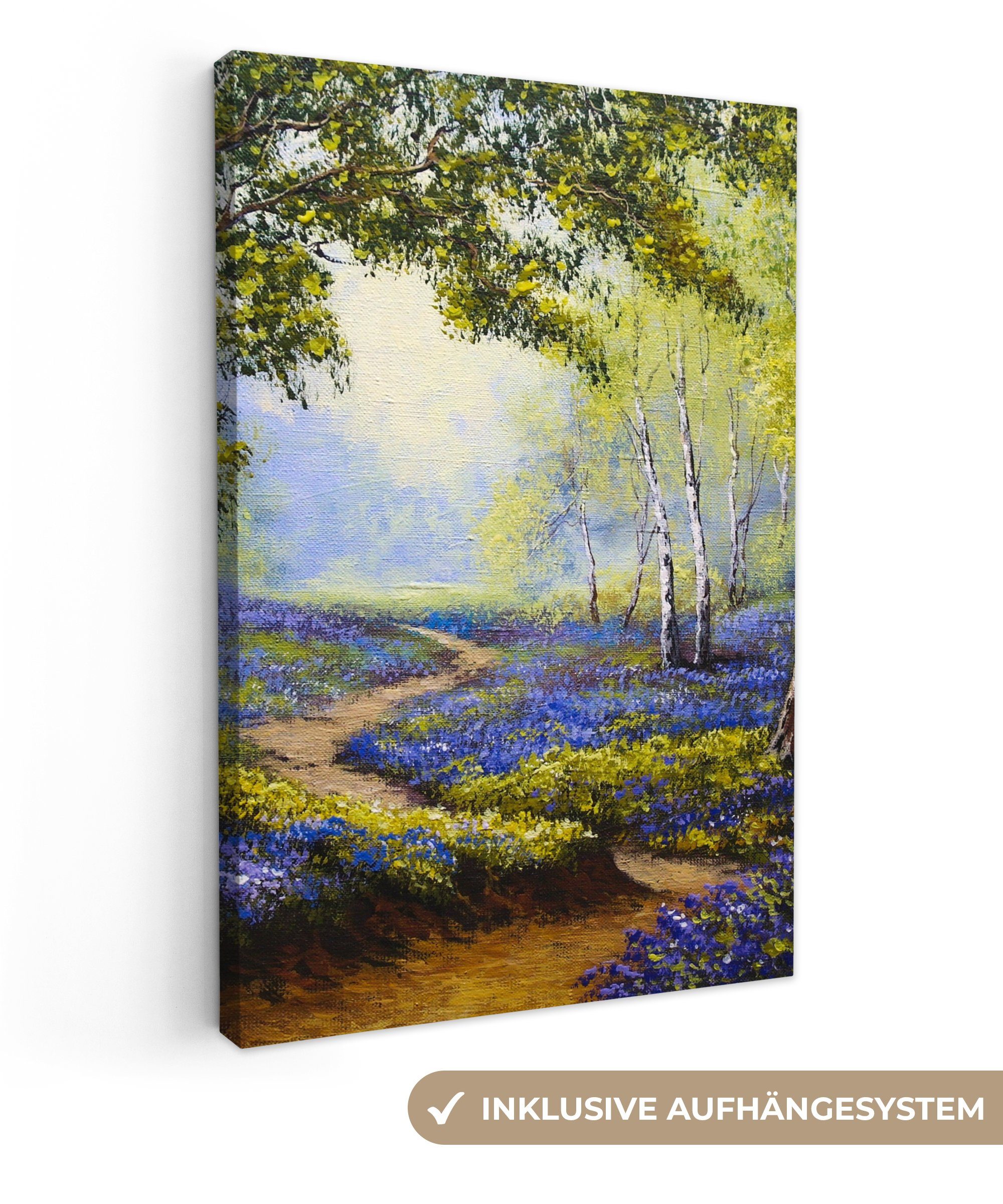 OneMillionCanvasses® Leinwandbild Kunstdrucke - Natur - Wald - Blumen - Ölf günstig online kaufen