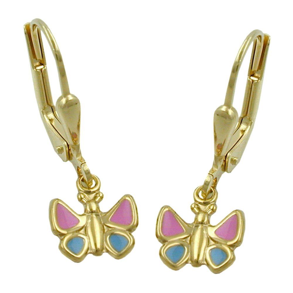 Erario D\'Or Paar Ohrhänger Kinder Ohrringe Schmetterling 9Kt GOLD