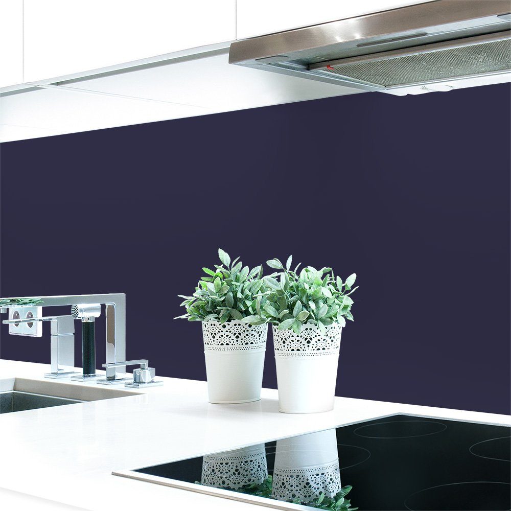 DRUCK-EXPERT Küchenrückwand Küchenrückwand Blautöne Unifarben Premium Hart-PVC 0,4 mm selbstklebend Schwarzblau ~ RAL 5004 | Küchenrückwände