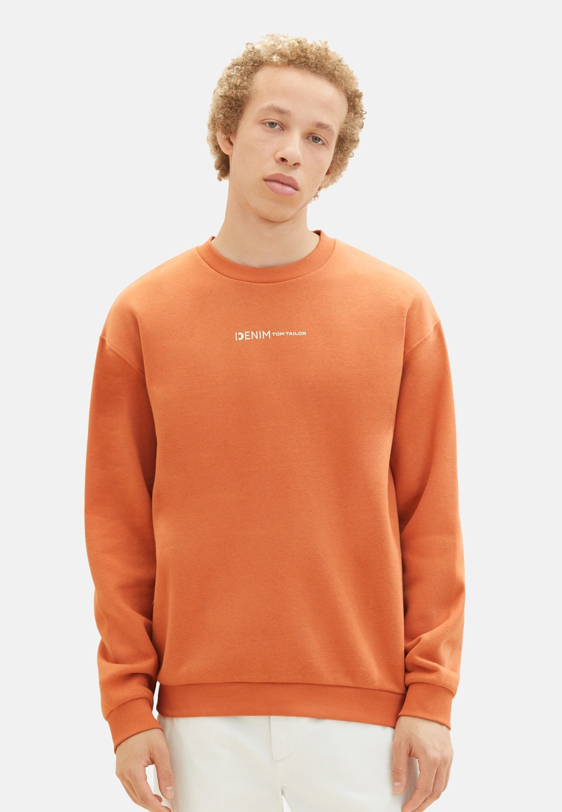 Kapuze ohne TAILOR orange Sweatshirt TAILOR Sweatshirt TOM kleinem (1-tlg) mit TOM Denim Pullover