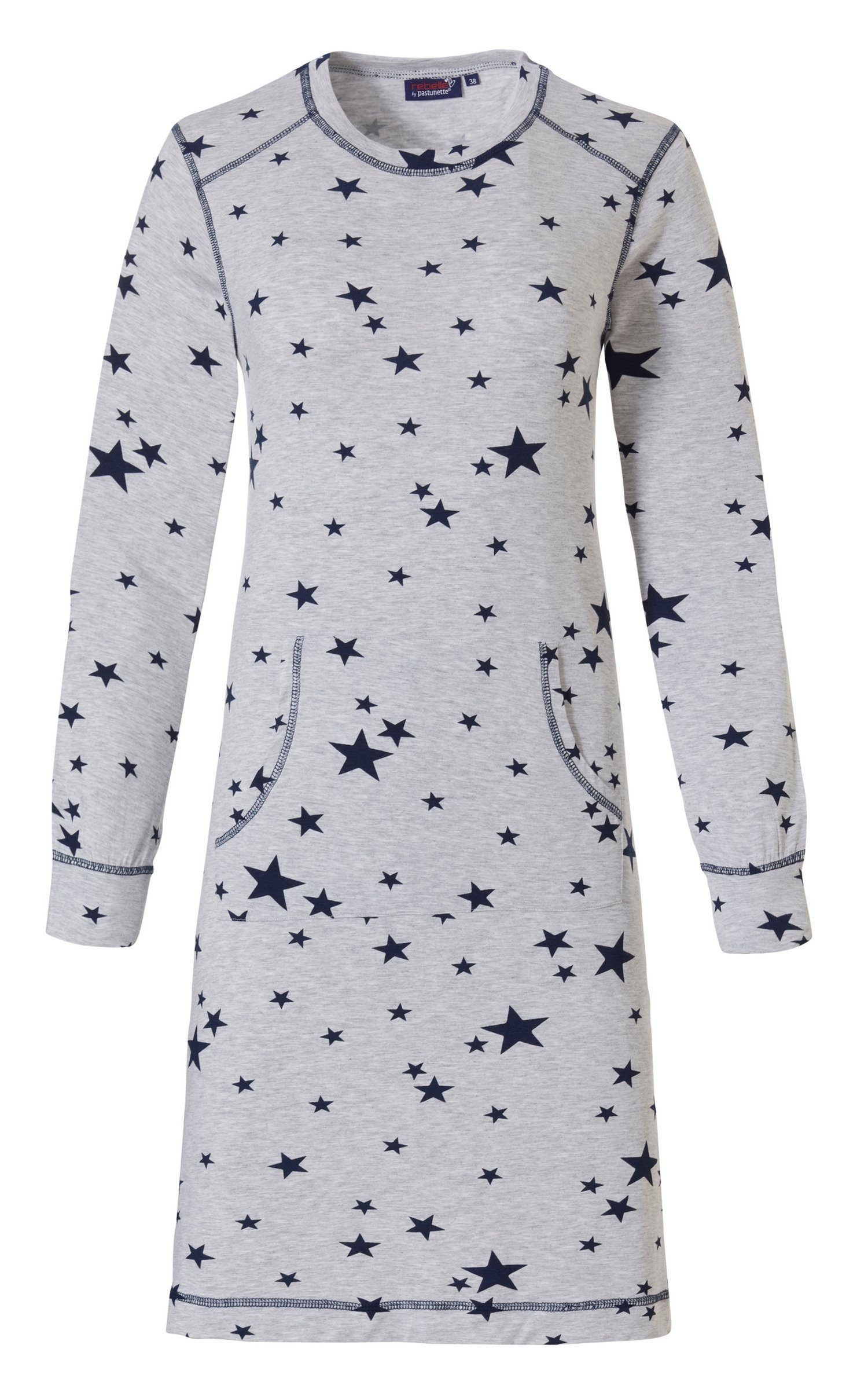 Rebelle Nachthemd Damen Nachthemd Sterne mit langem Arm (1-tlg) Modisches Design