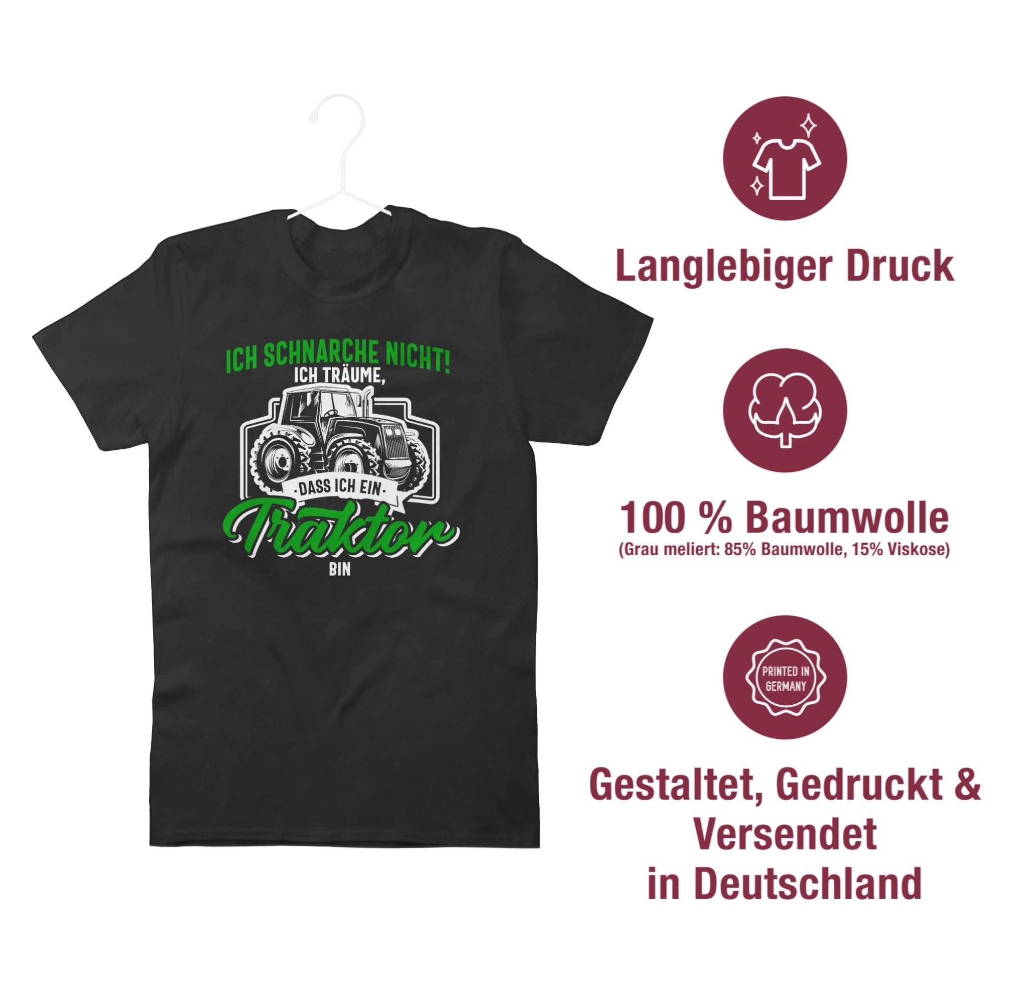 Schwarz dass Shirtracer T-Shirt schnarche ein träume Traktor Traktor nicht bunt weiß bin ich Ich 01 ich