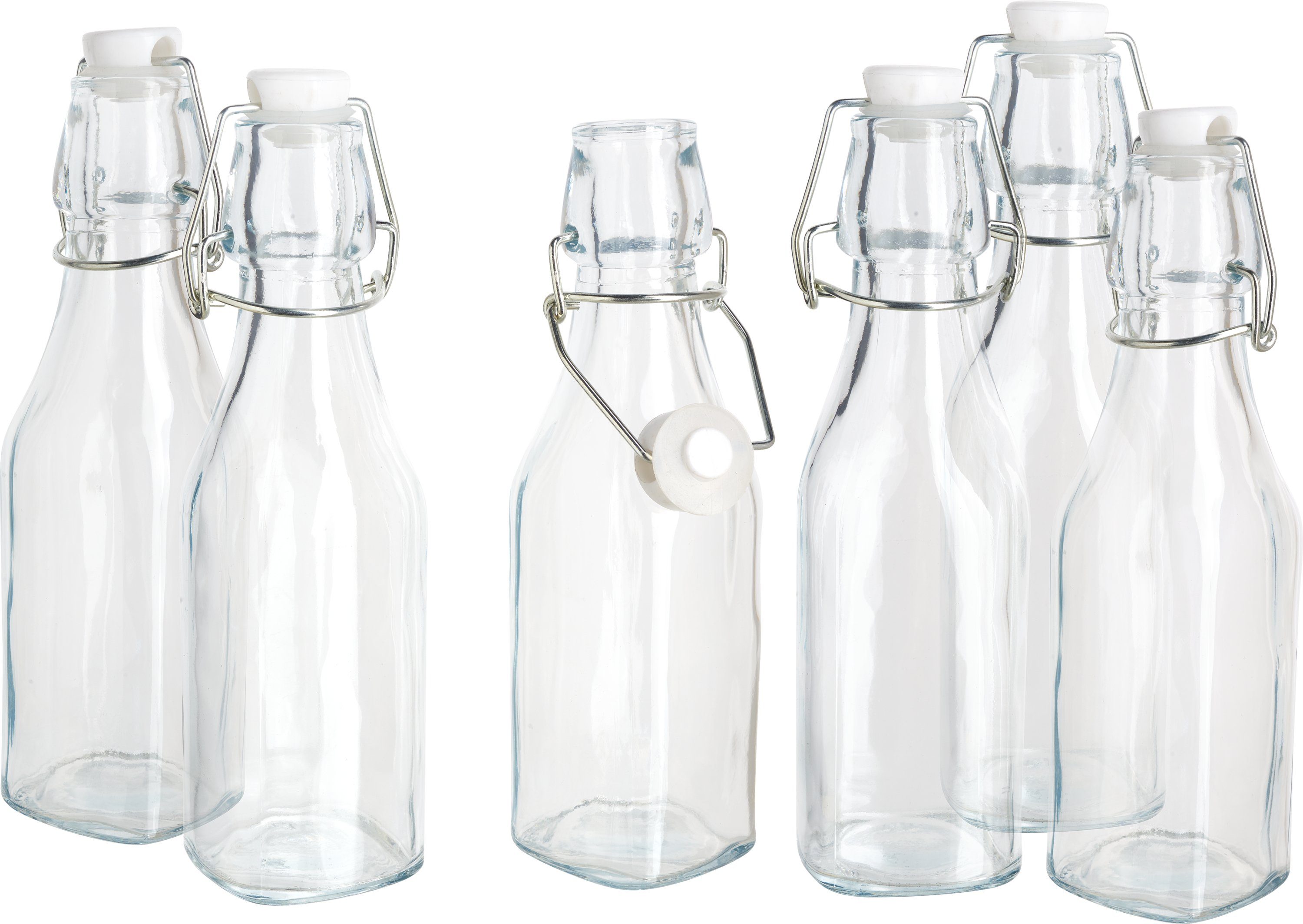VBS Trinkflasche Glasflaschen mit Bügelverschluss, 19,5 cm hoch 6er-Pack