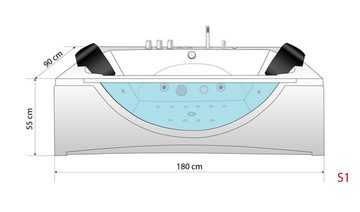 AcquaVapore Whirlpool-Badewanne Whirlpool Badewanne Eckwanne Wanne W81-A 90x180cm