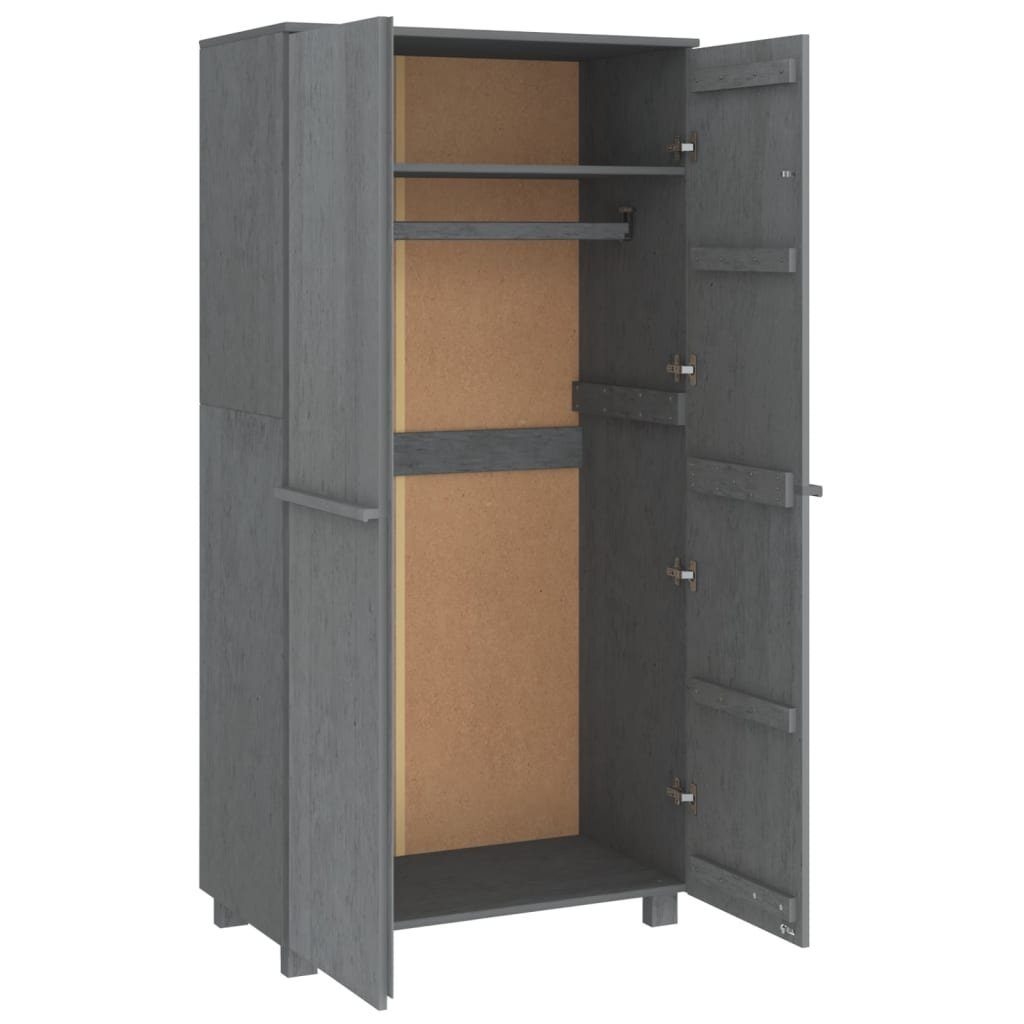 Massivholz 89x50x180 HAMAR Dunkelgrau cm Kleiderschrank (1-St) furnicato Kiefer