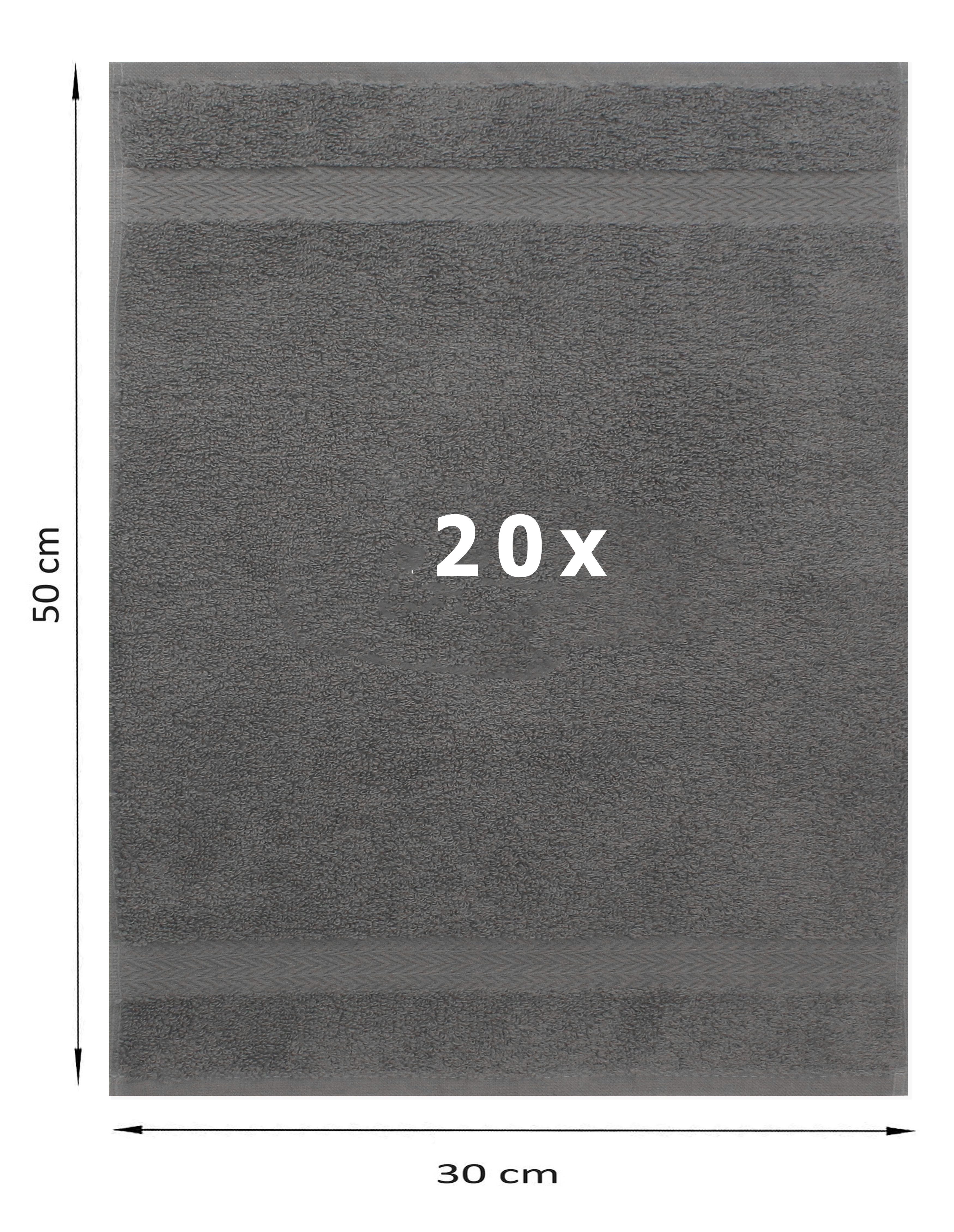 Betz Gästehandtücher 20 Stück Gästetuch-Set Premium 30x50 cm Farbe anthrazit, 100% Baumwolle (Set)