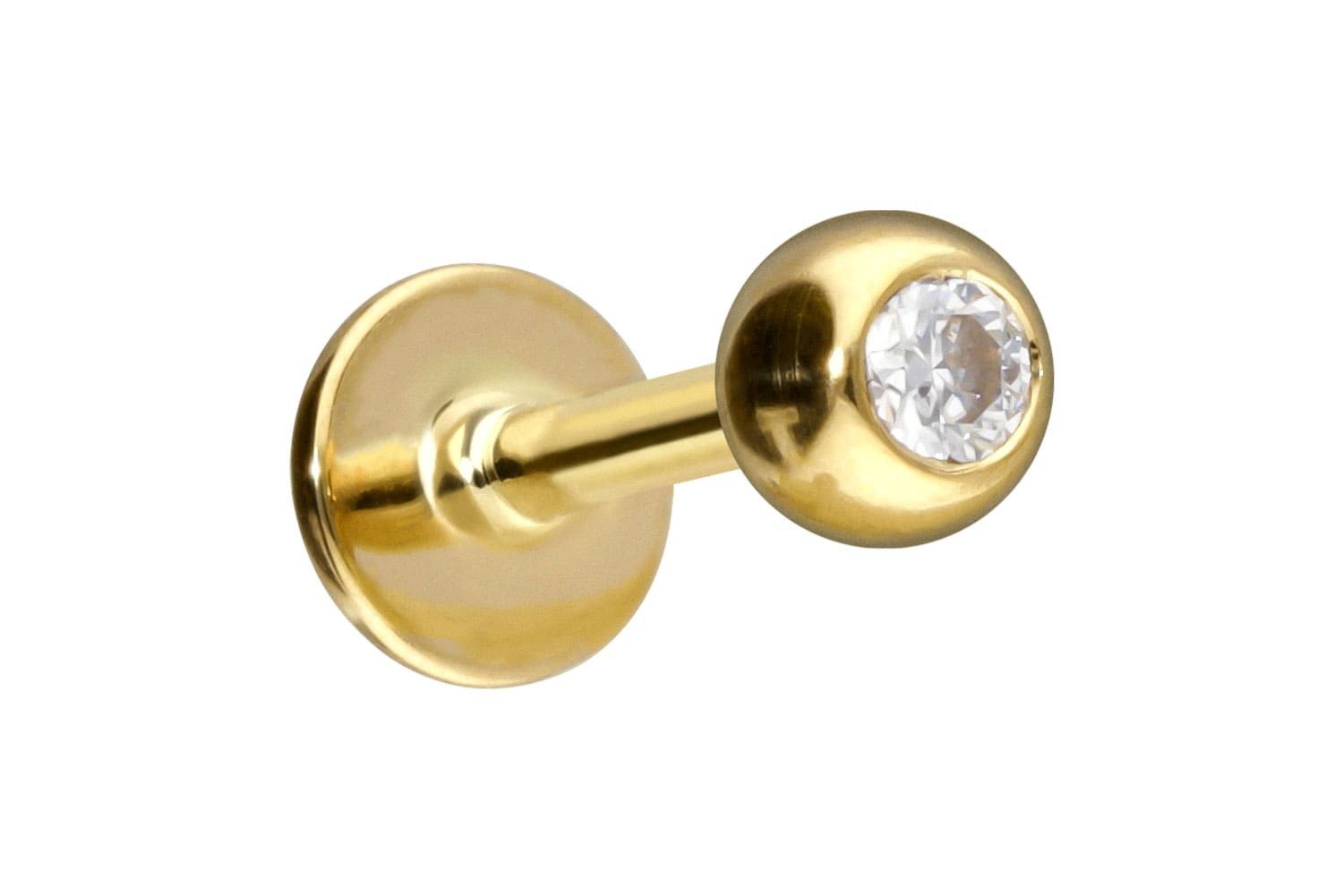 PIERCINGLINE Piercing-Set 14/18 Karat Gold Labret MOISSANIT (Labrets, 1-tlg)