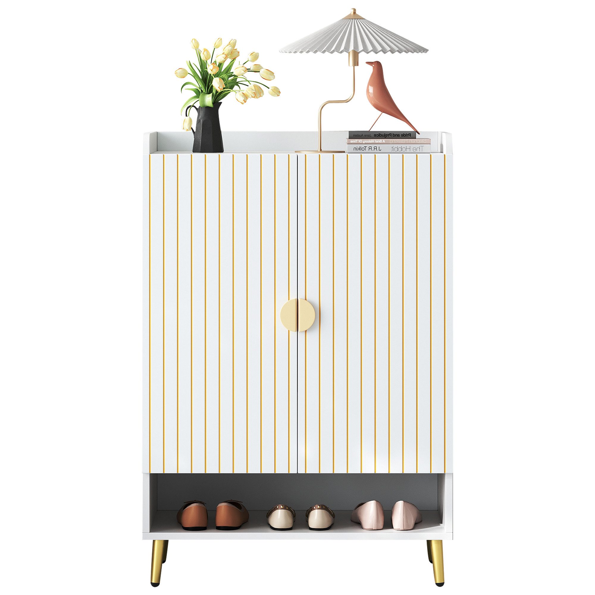 Merax Schuhschrank mit Doppeltüren, offener Schublade & 3 Ebenen (1-St) Sch günstig online kaufen