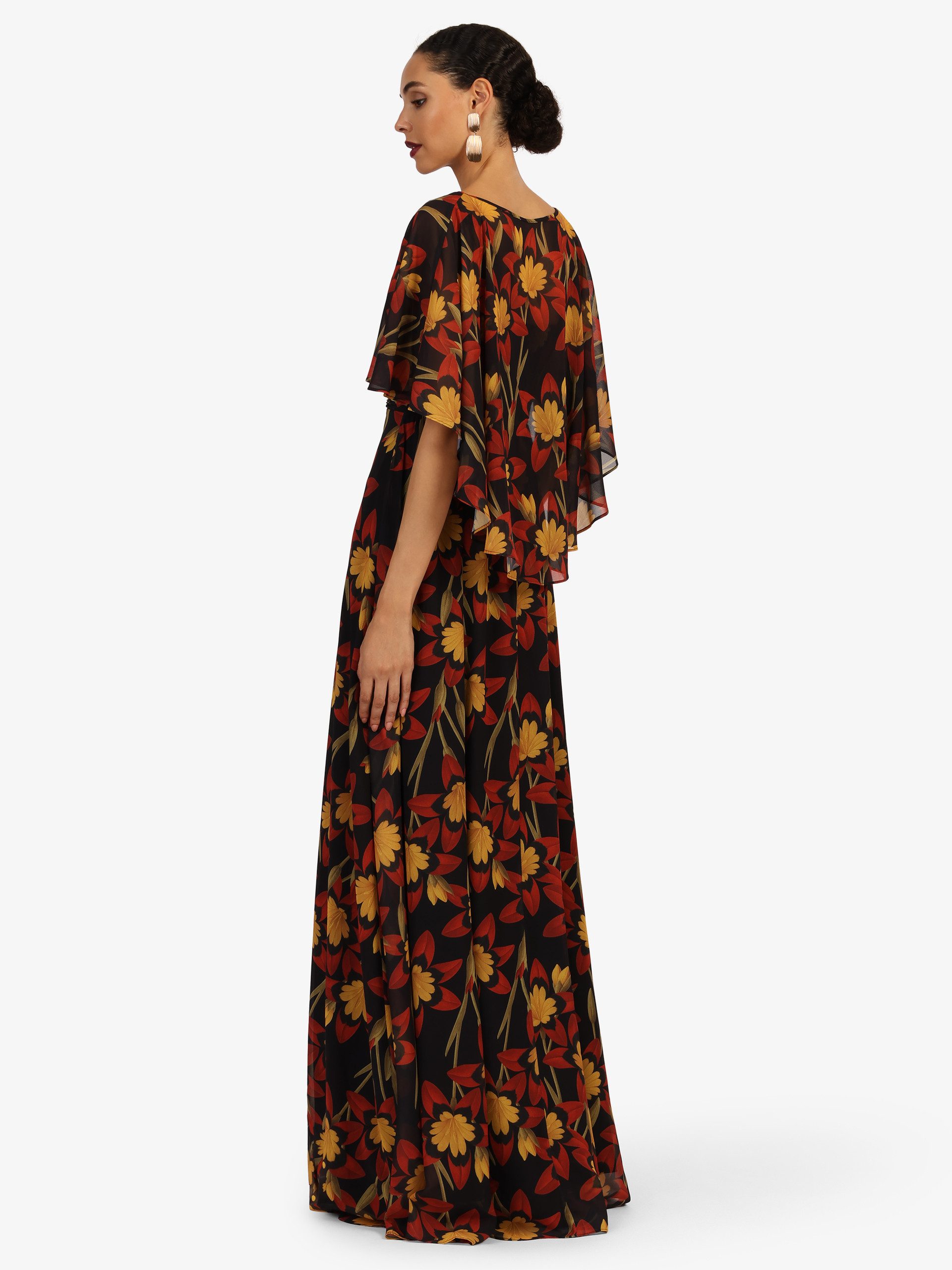 Kraimod Abendkleid mit floralem Print und Volantärmeln