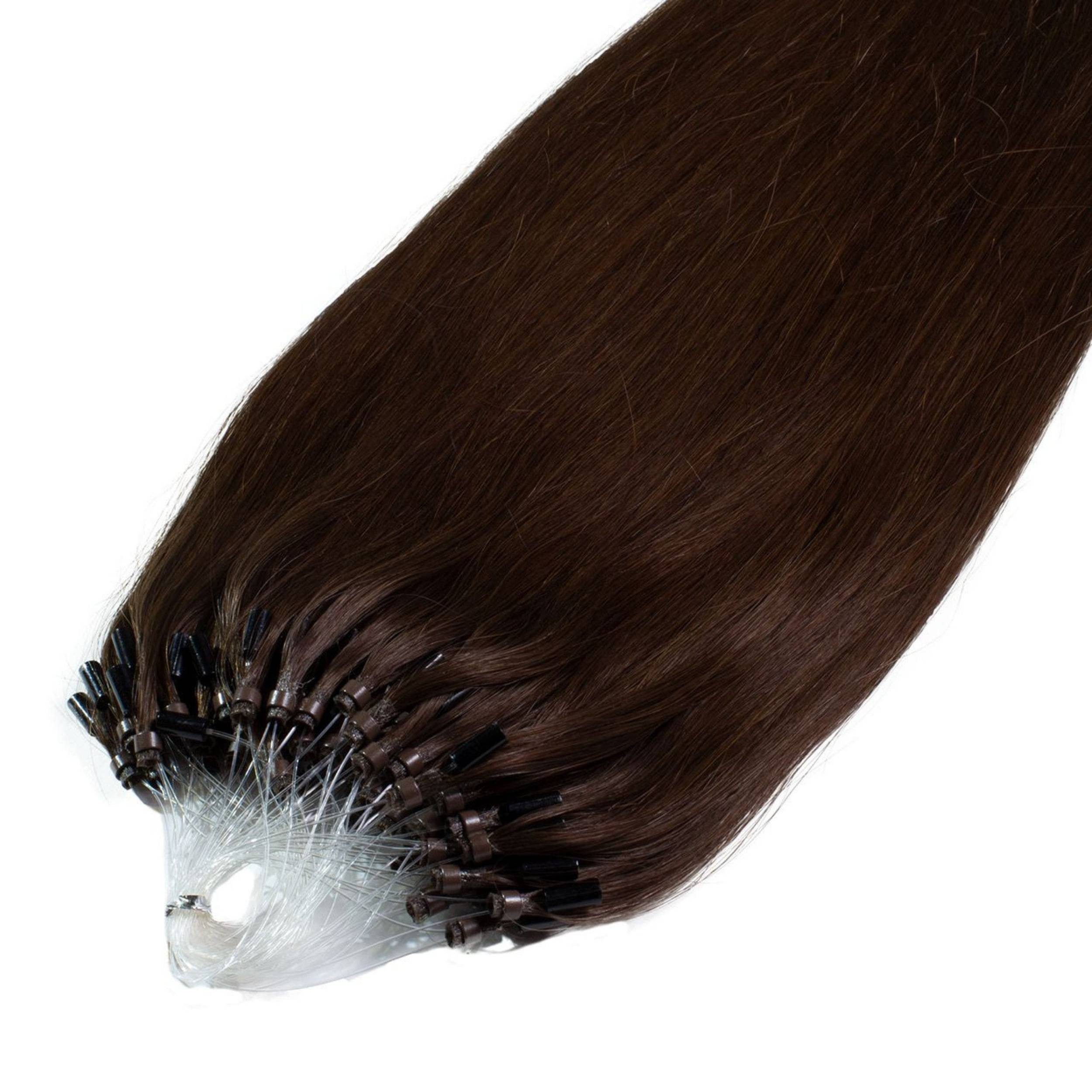 hair2heart Echthaar-Extension Premium Microring Extensions #5/0 Hellbraun 40cm