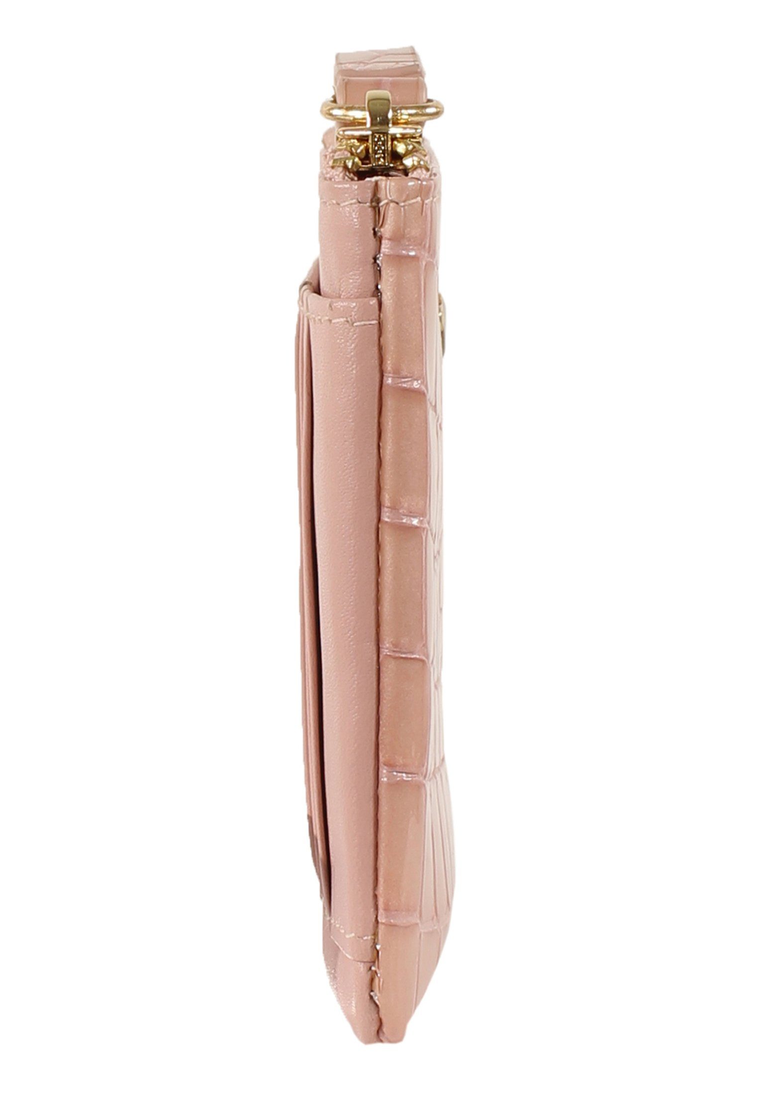 Braun Büffel Schlüsseltasche, in edlem rosa Kroko-Design