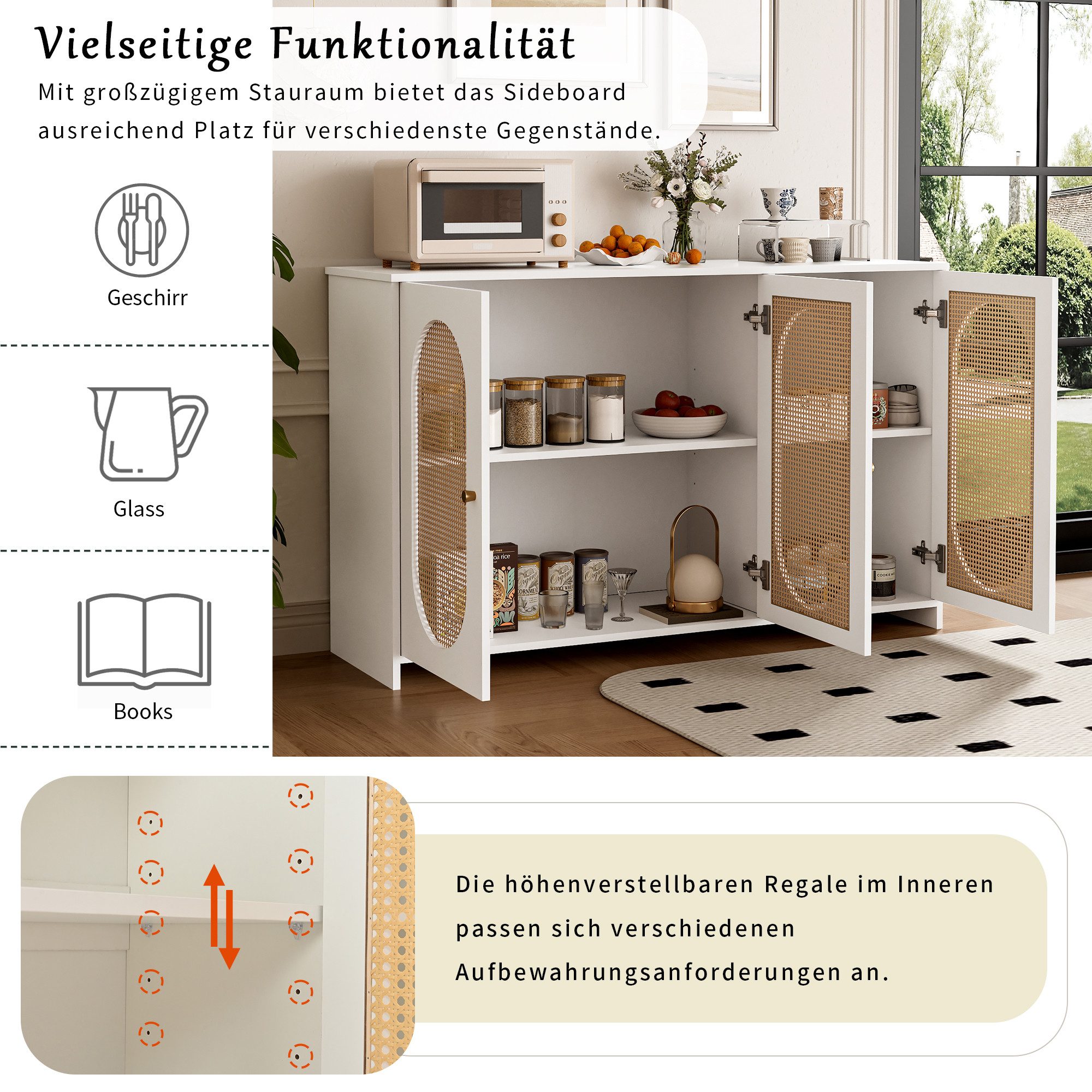IDEASY Sideboard Moderner stilvoller Rattan Anrichte günstig online kaufen