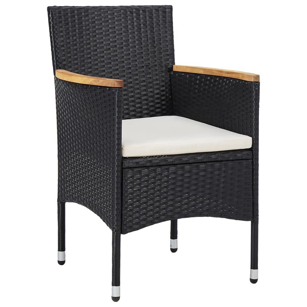 vidaXL Garten-Essgruppe 5-tlg. Garten-Essgruppe Poly Rattan Schwarz, (1-tlg)