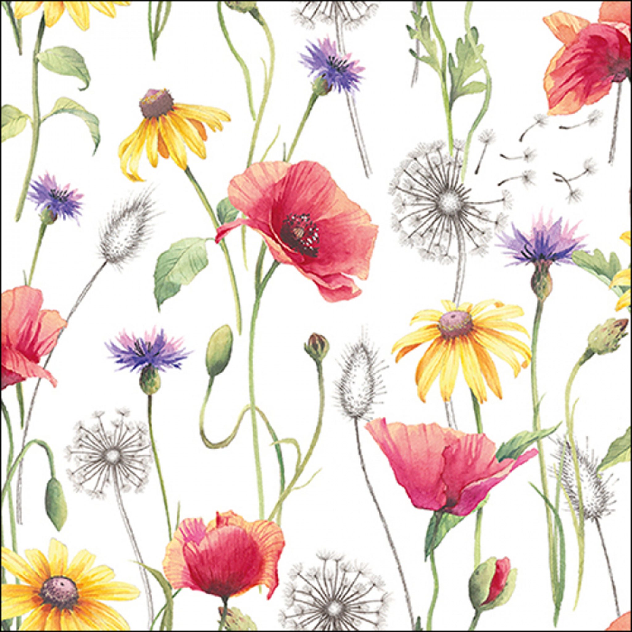 Ambiente Luxury Paper Products Papierserviette, Servietten Papier 33x33cm 3-lag. mit Sommerblumen Motiv 20 Stück