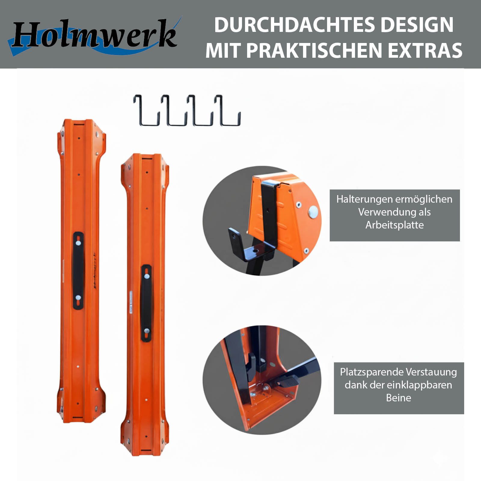 TRUTZHOLM Klappbock 2x Arbeitsbock, Gerüstbock, bis 500 kg, mit Griff, (Set, 2-St), robust, transportabel, klappbar, stabil