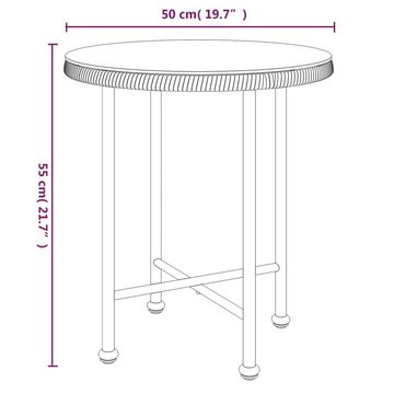 vidaXL Gartentisch Esstisch Ø50 cm Hartglas und Stahl Balkontisch Beistelltisch Couchtisc