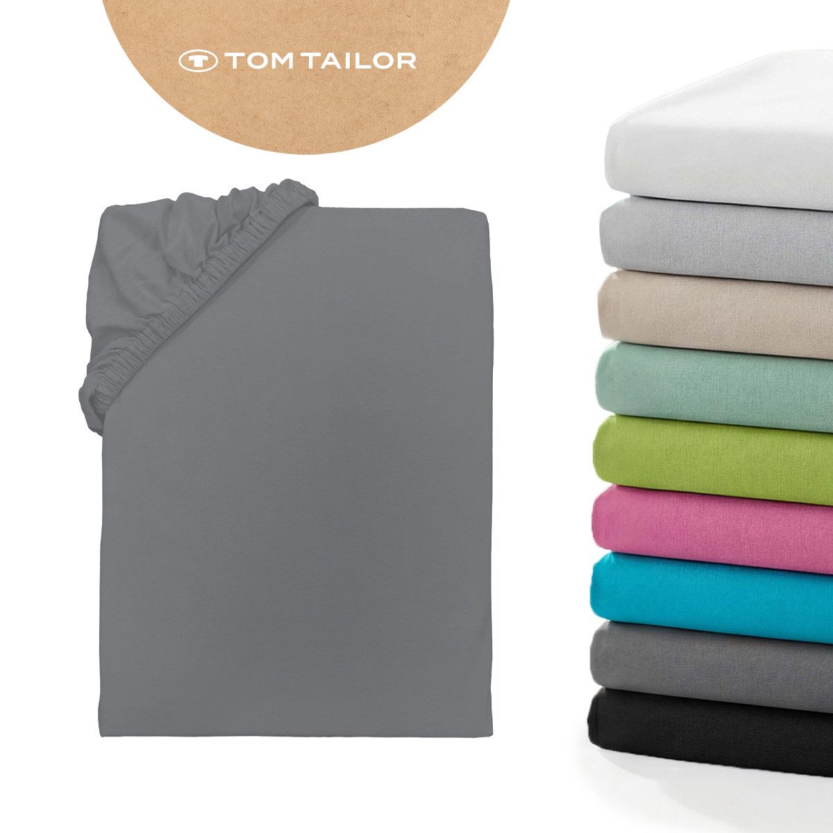 TOM TAILOR HOME Spannbettlaken Tom Tailor Jersey, Jersey, Gummizug: rundum, (1 Stück), ab Größe 90x200 cm, Laken in hochwertiger Jersey Qualität