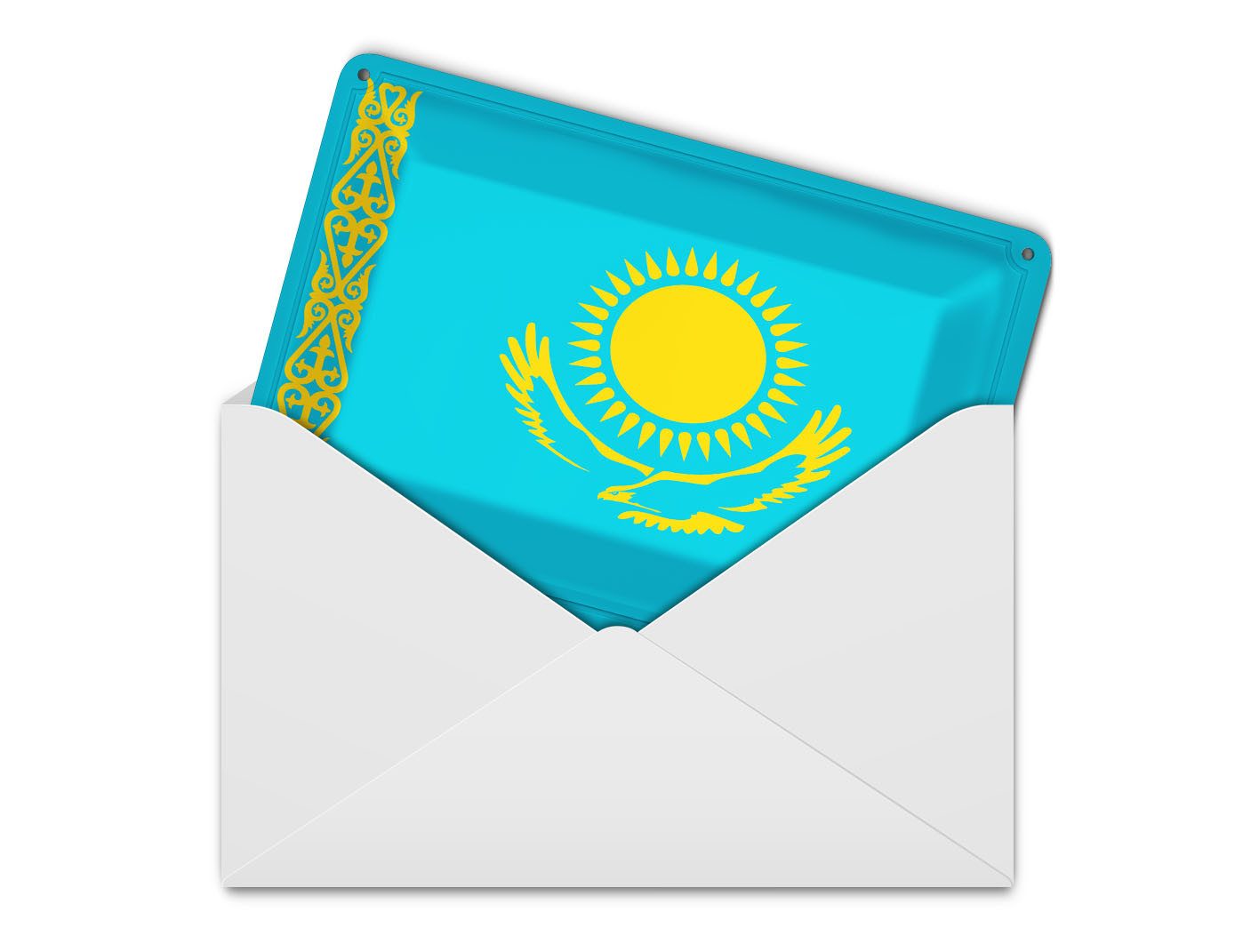 Femer GmbH Postkarte Flagge Kasachstans 14x10 cm Flag of Kazakhstan, unfrankiert