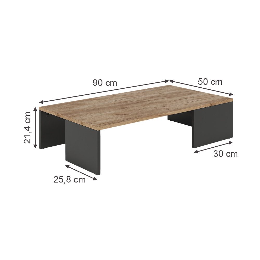 Vicco Couchtisch Hardi, Anthrazit/Goldkraft Eiche, 90 günstig online kaufen