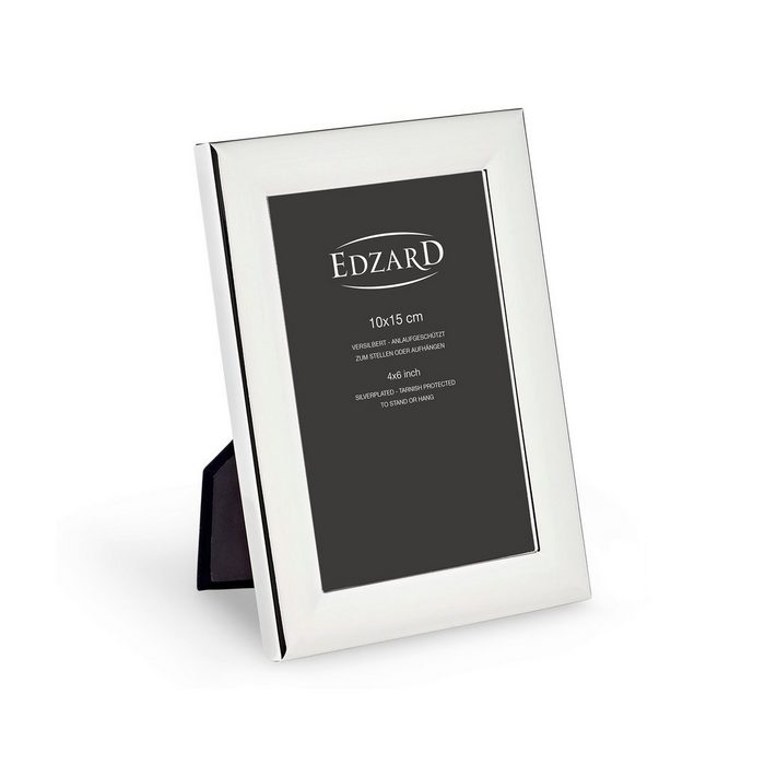 EDZARD Bilderrahmen Telde für 10x15 cm Foto edel versilbert anlaufgeschützt Fotorahmen mit 2 Aufhängern