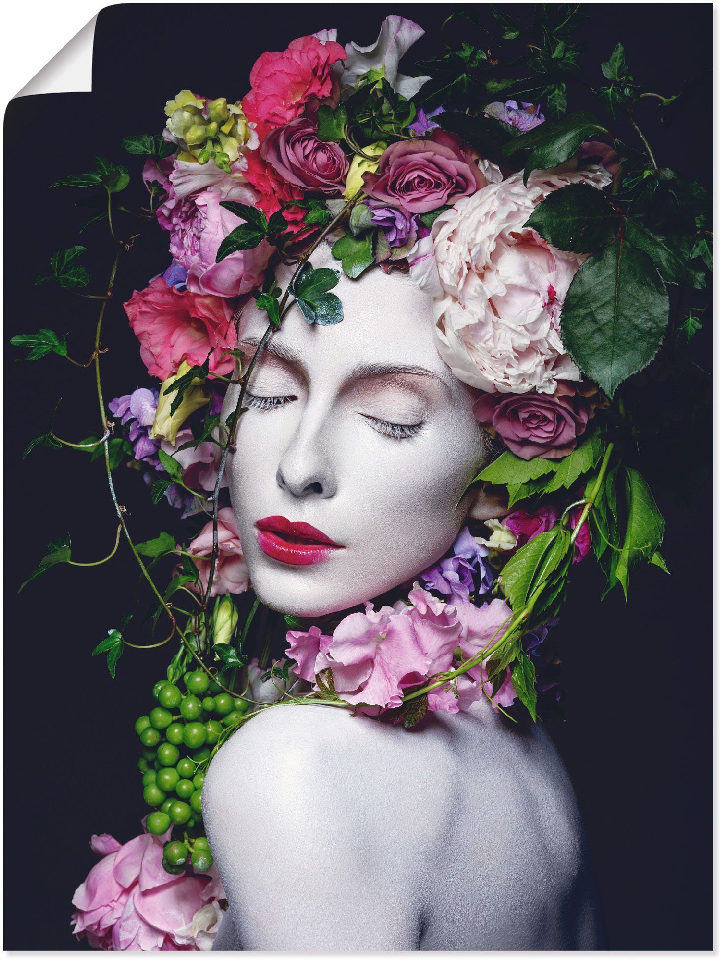 Artland Wandbild Schöne Blumenkönigin, Bilder von Frauen (1 St), als Alubild,  Leinwandbild, Wandaufkleber oder Poster in versch. Größen | Poster