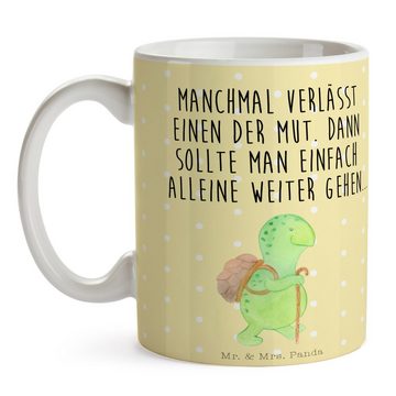 Mr. & Mrs. Panda Tasse Schildkröte Wanderer - Gelb Pastell - Geschenk, Kaffeetasse, Schildkr, Keramik, Brillante Bedruckung