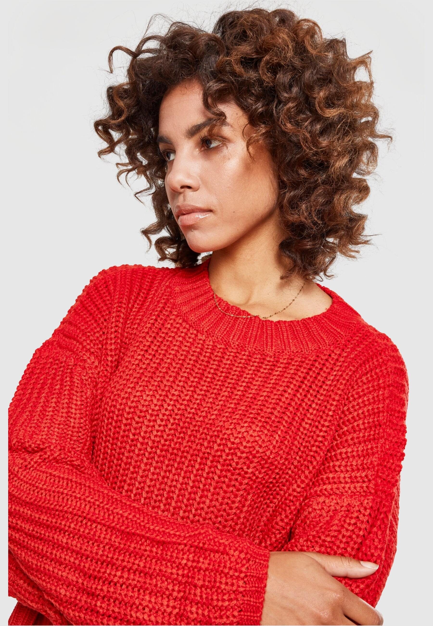 URBAN CLASSICS Kapuzenpullover Damen Oversize Sweater firered/ Wide Ladies (1-tlg)