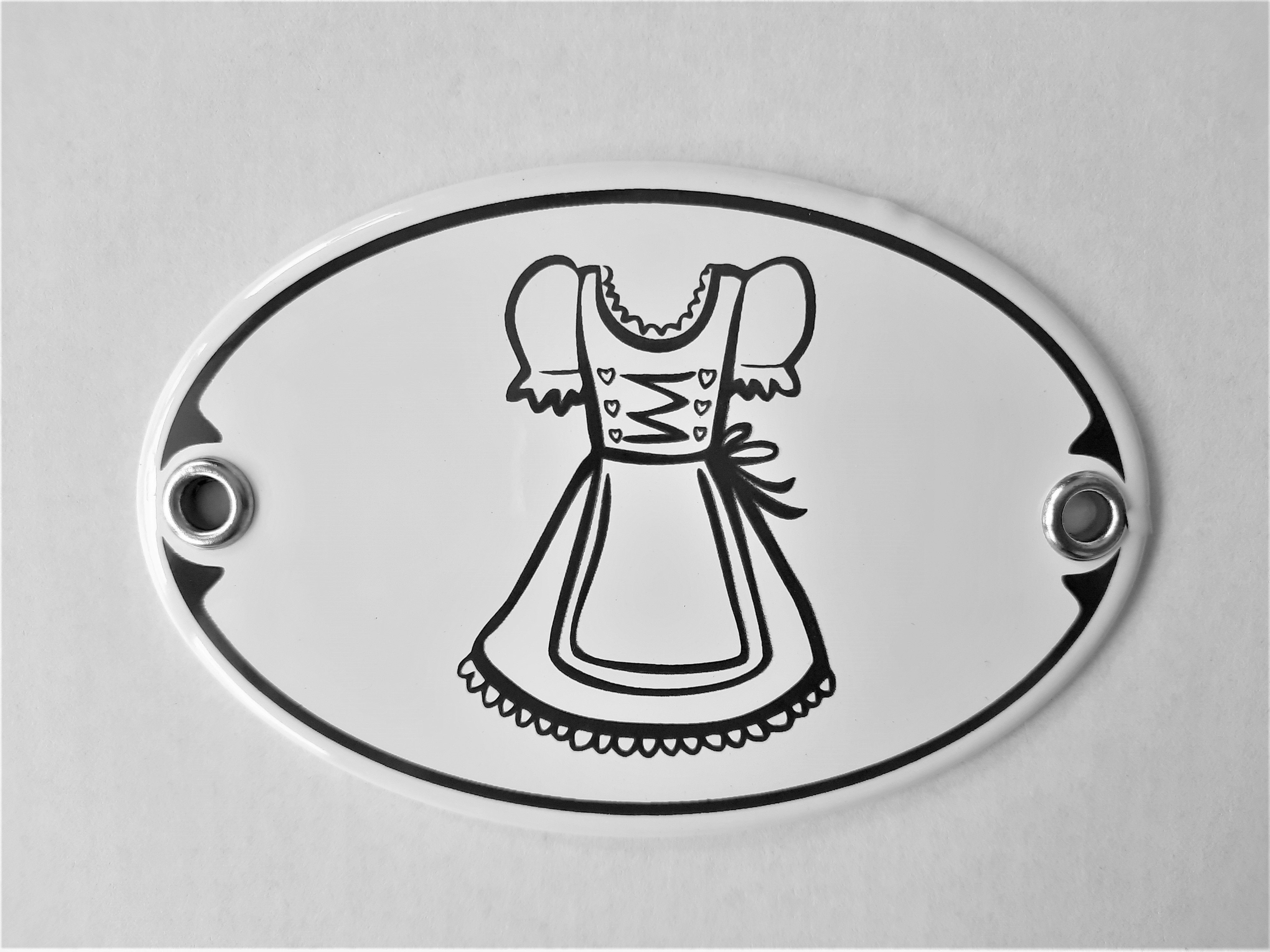 Elina Email Schilder Hinweisschild "Toilette Dirndl oval", (Emaille/Email)